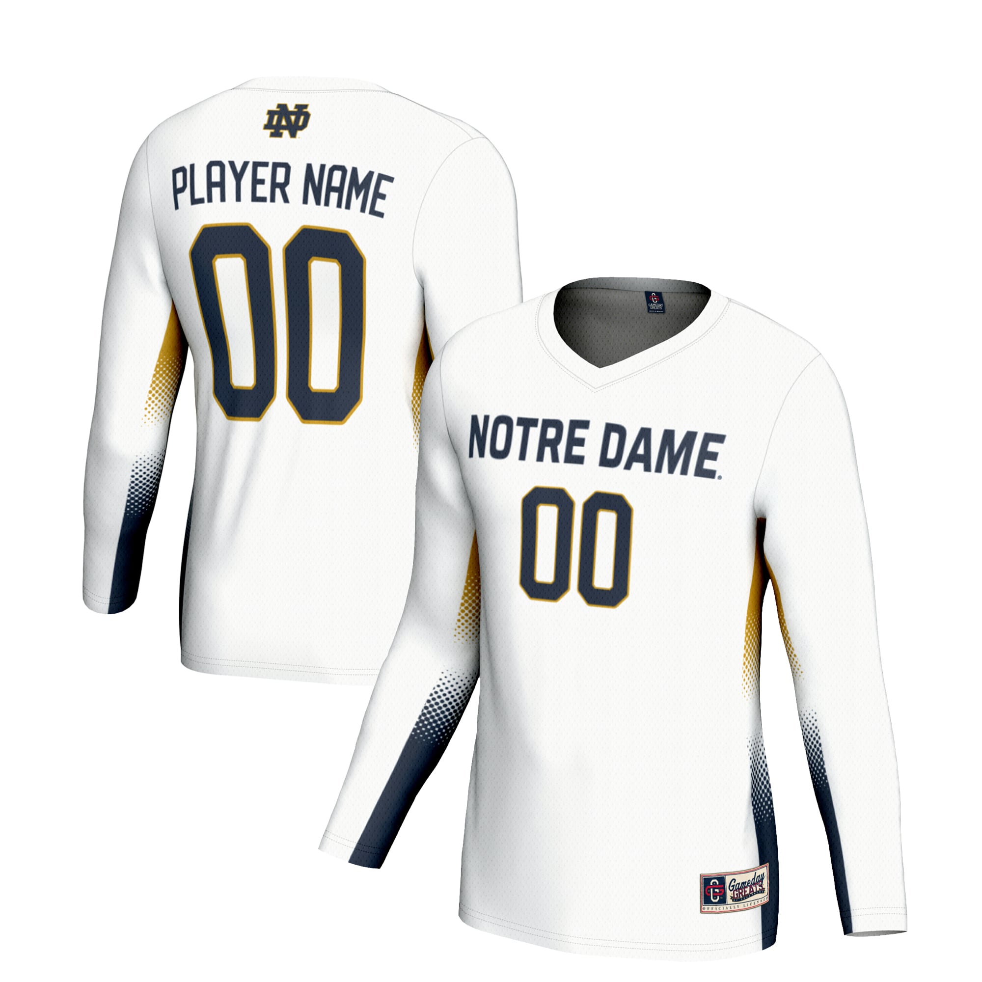 Notre Dame Fighting Irish Youth Lightweight Volleyball Jersey White - front and back view