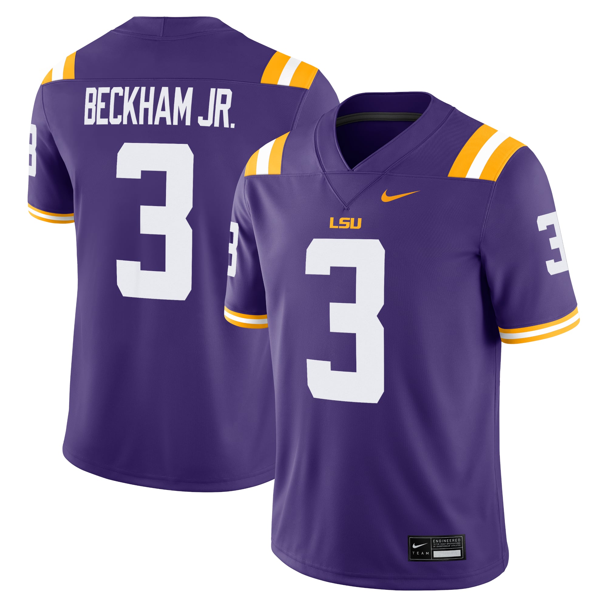 Odell Beckham Jr. LSU Tigers Alumni Jersey Purple - front and back view