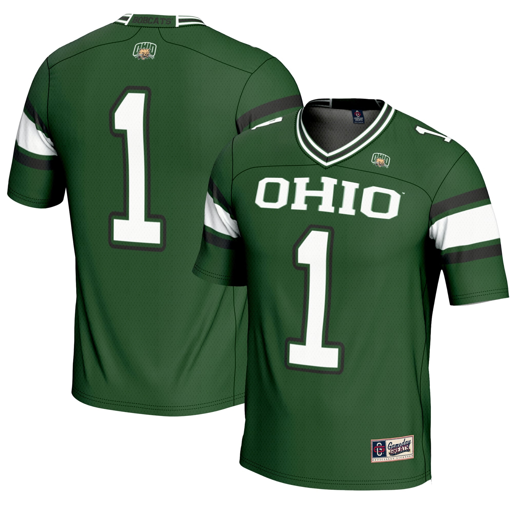 #1 Ohio Bobcats Endzone Football Jersey Green - front and back view