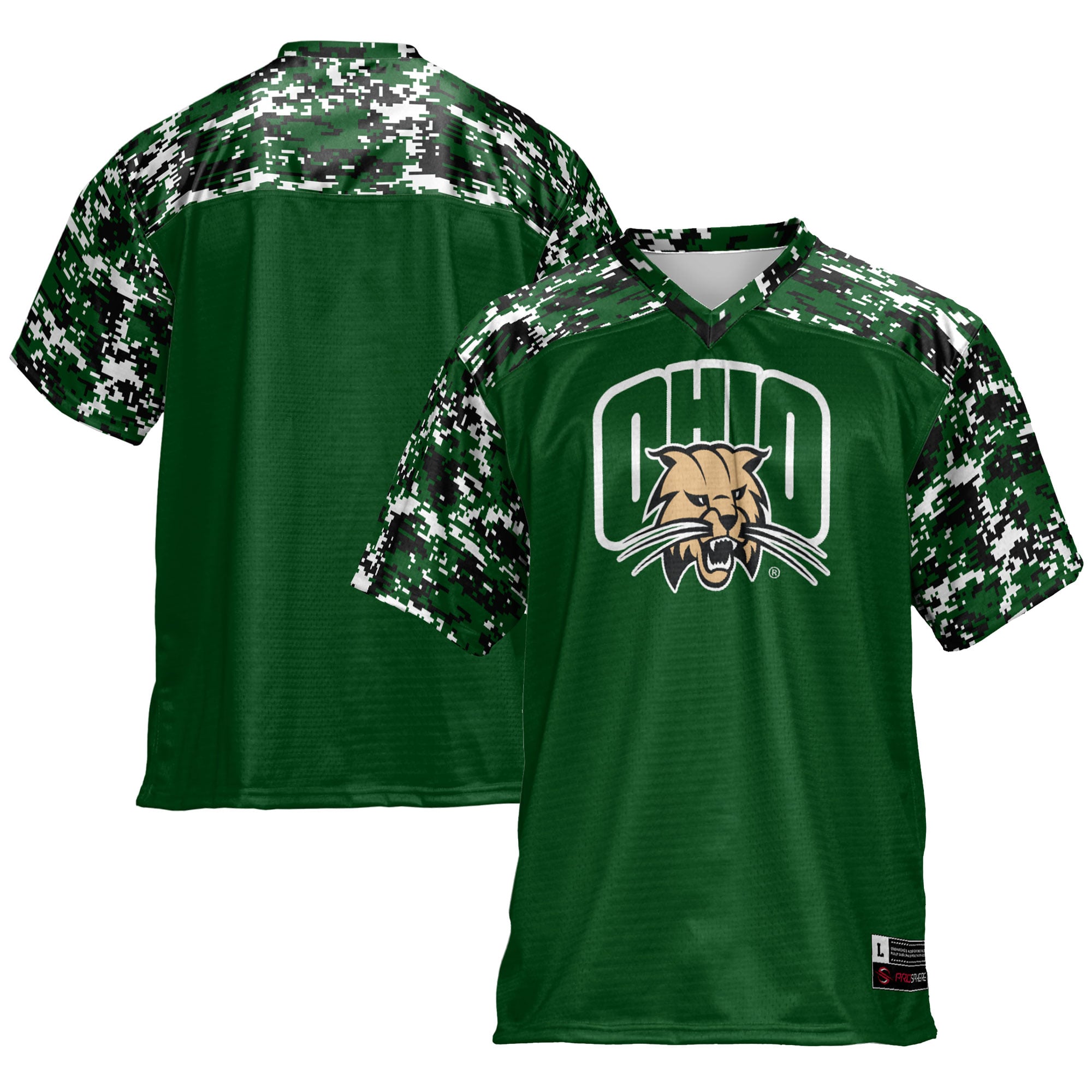 Ohio Bobcats Football Jersey Green - front and back view