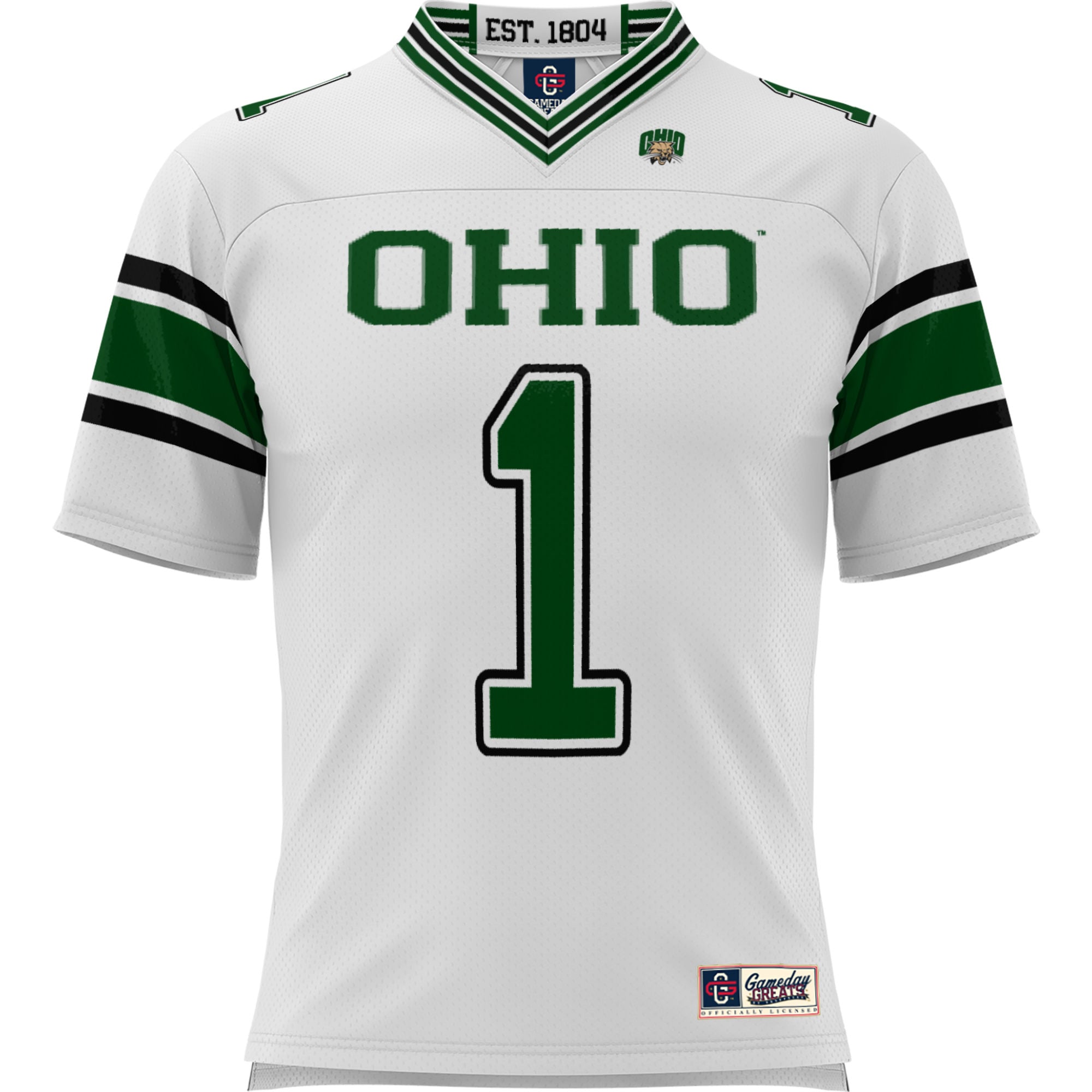 #1 Ohio Bobcats Youth Football Jersey White - front view