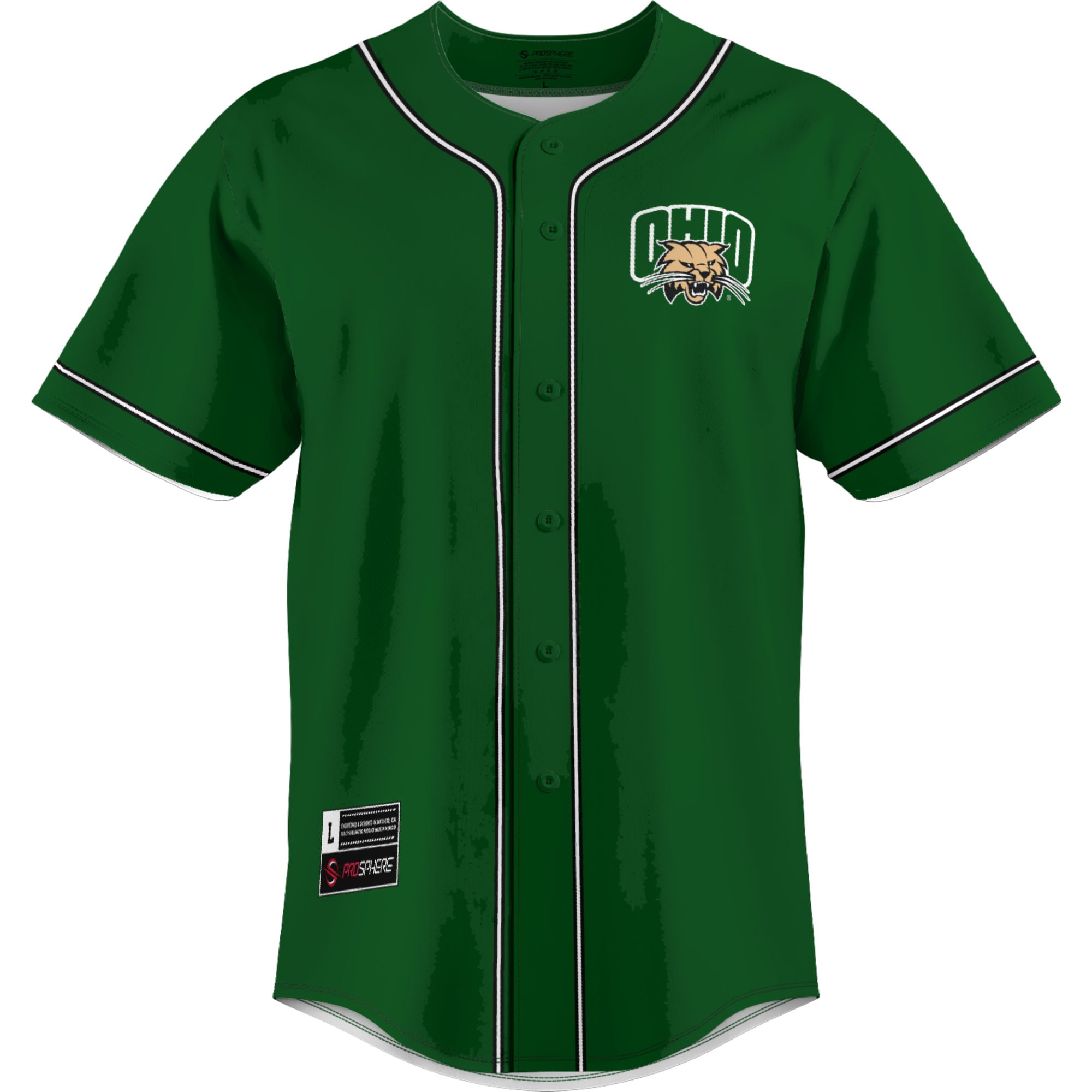 Ohio Bobcats Lightweight Baseball Jersey Green - front view