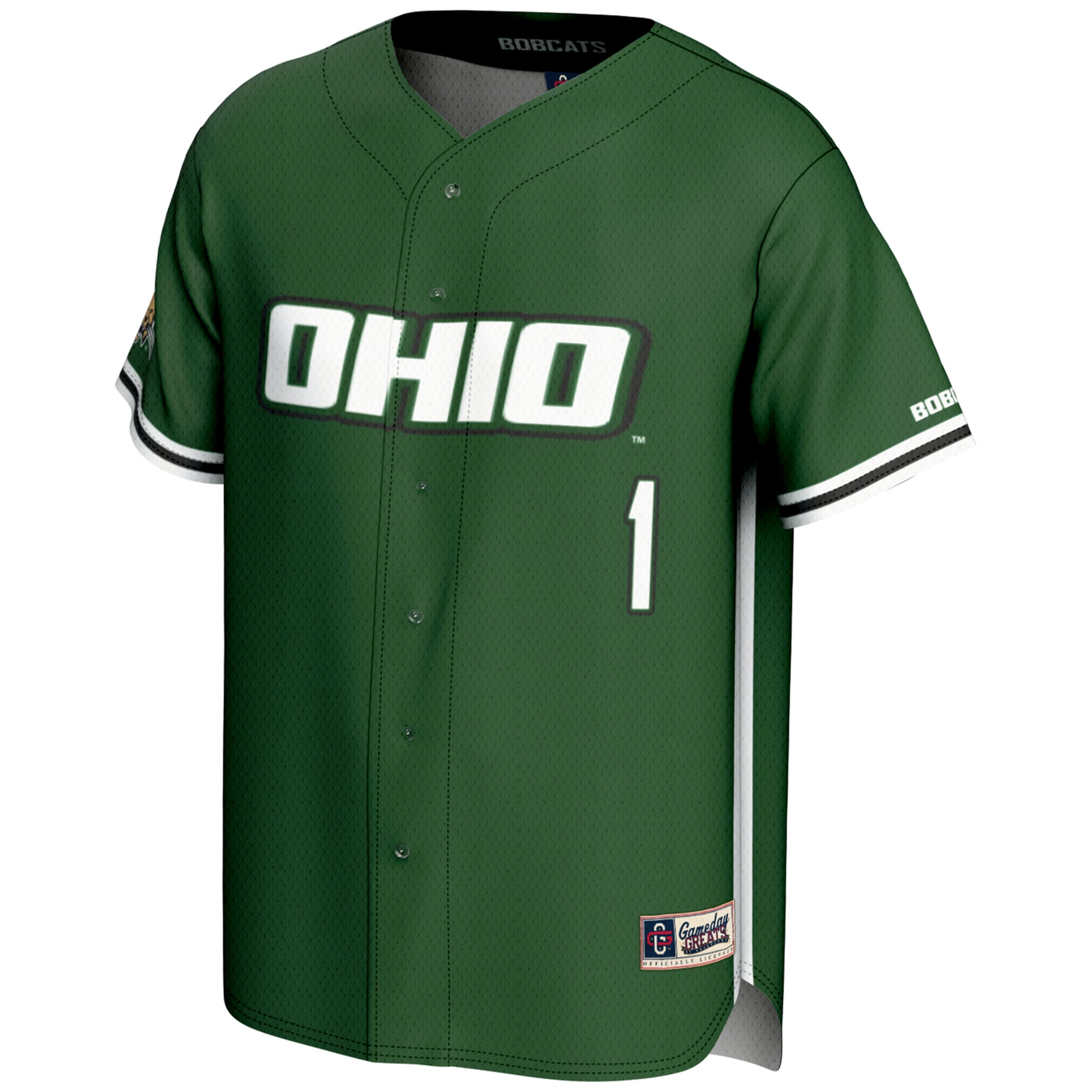 #1 Ohio Bobcats Lightweight Baseball Jersey Green - front view