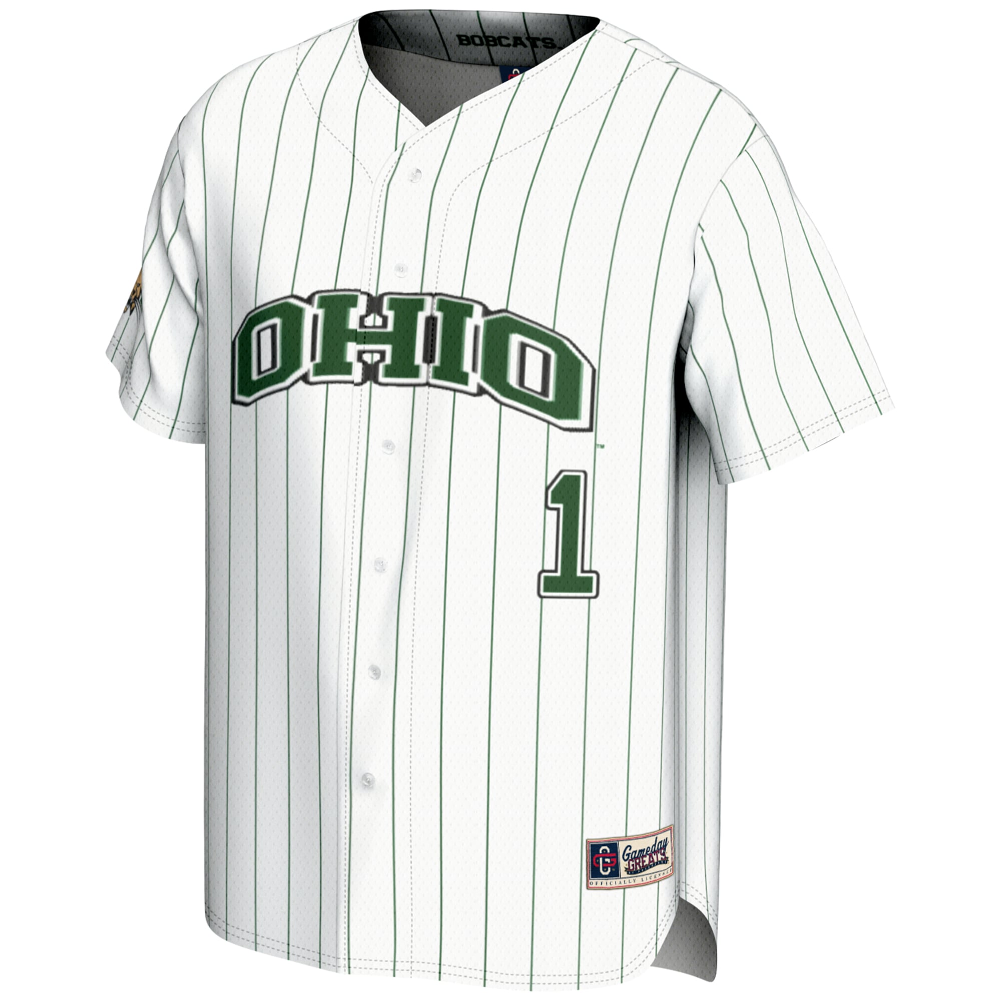 #1 Ohio Bobcats Lightweight Baseball Jersey White - front view