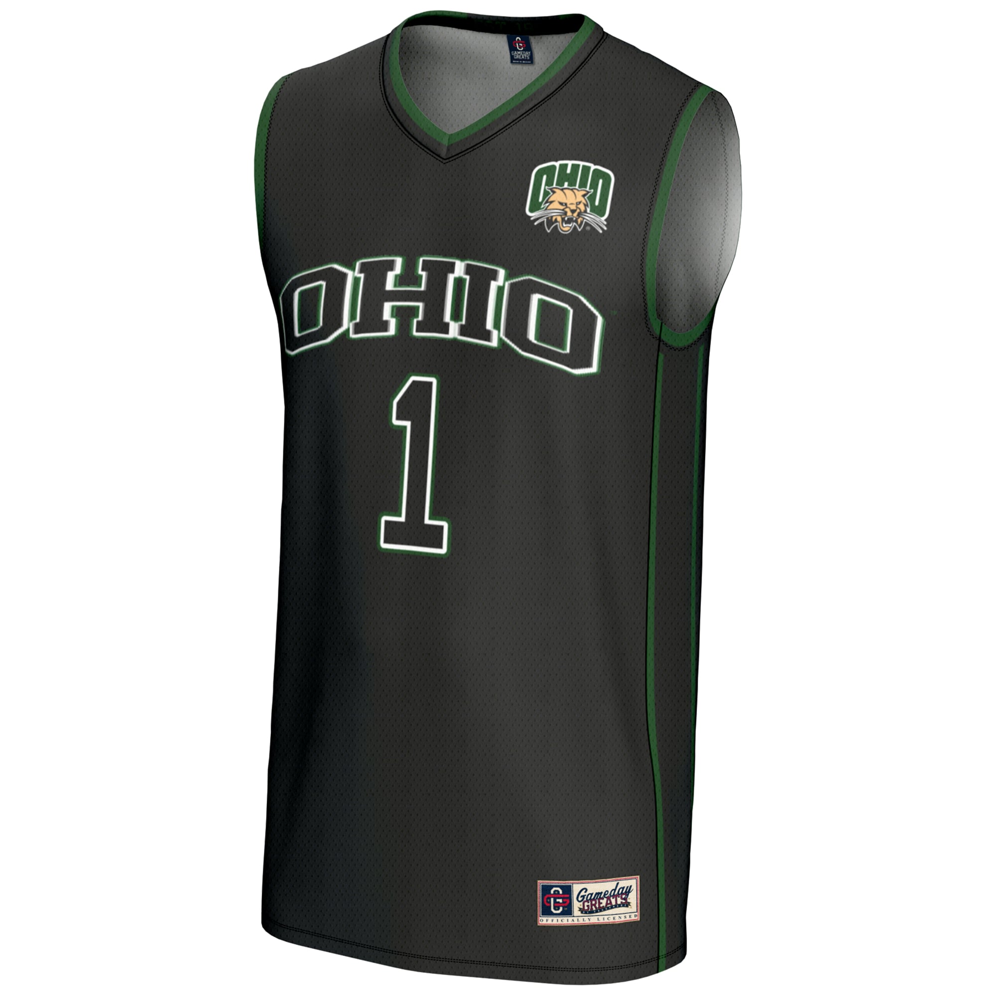 #1 Ohio Bobcats Lightweight Basketball Jersey Black - front view