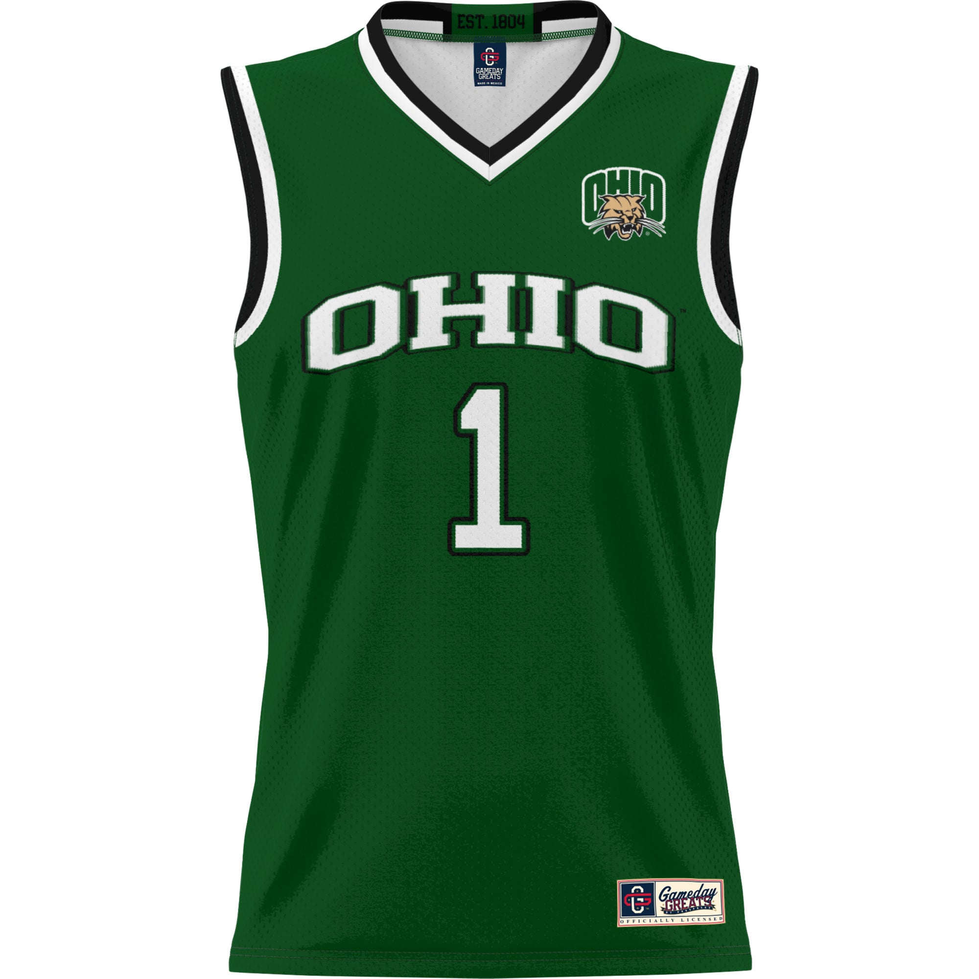 #1 Ohio Bobcats Lightweight Basketball Jersey Green - front view