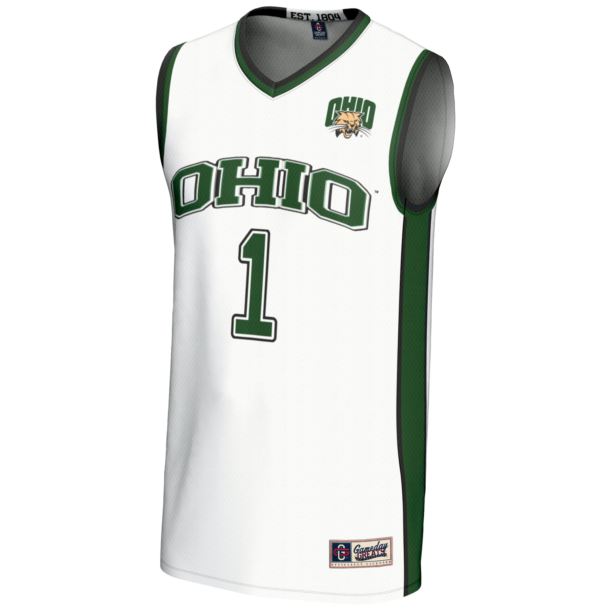 #1 Ohio Bobcats Lightweight Basketball Jersey White - front view