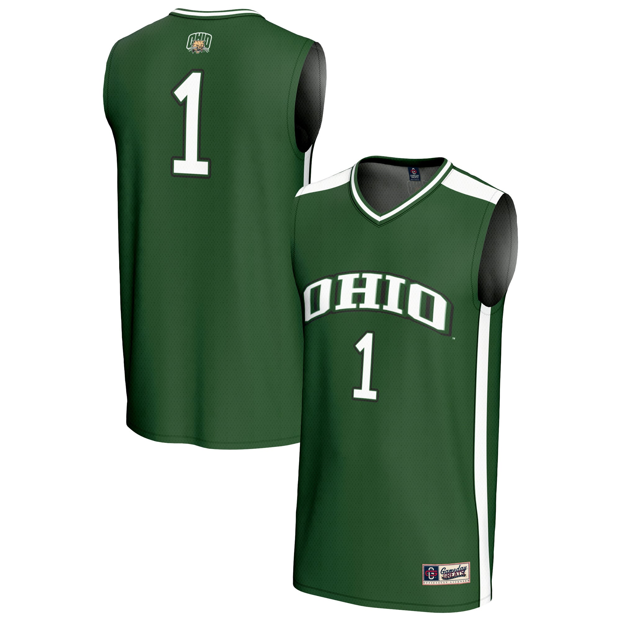 #1 Ohio Bobcats Unisex Lightweight Collegiate Basketball Fashion Jersey Green - front and back view