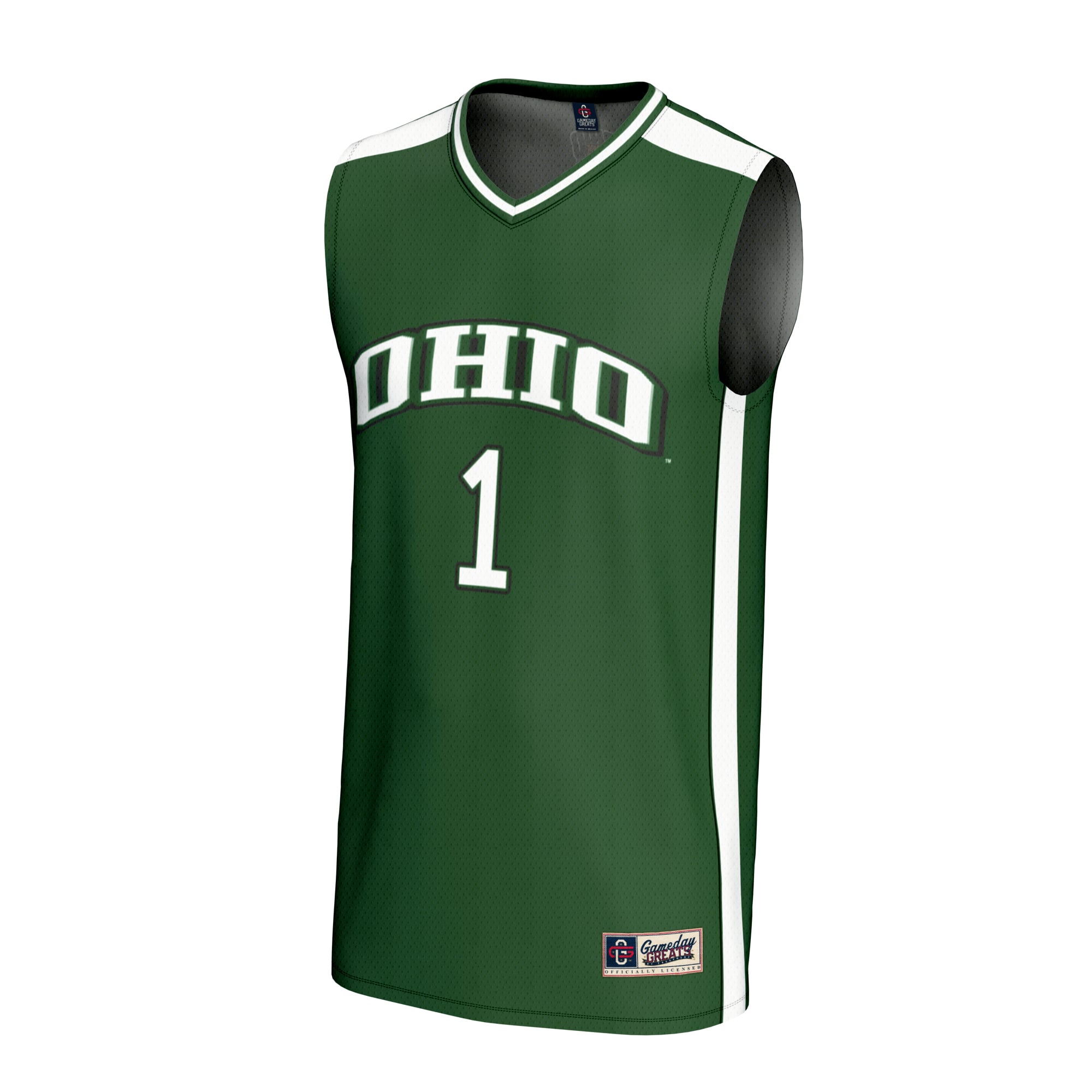 #1 Ohio Bobcats Unisex Lightweight Collegiate Basketball Fashion Jersey Green - front view