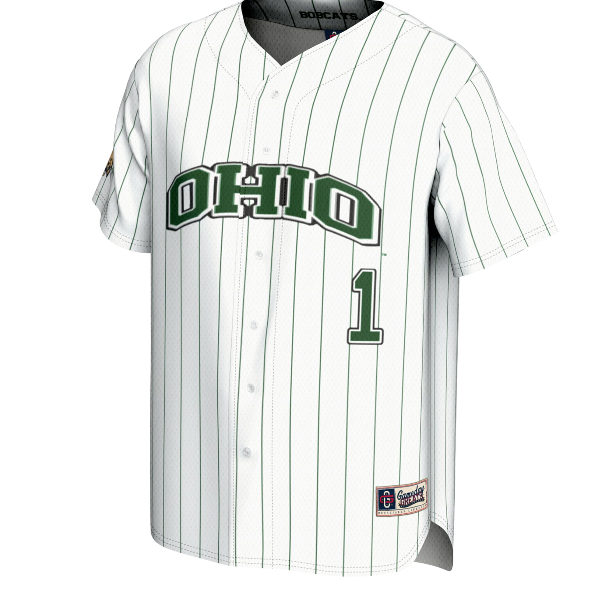 #1 Ohio Bobcats Youth Lightweight Baseball Fashion Jersey - White - front view