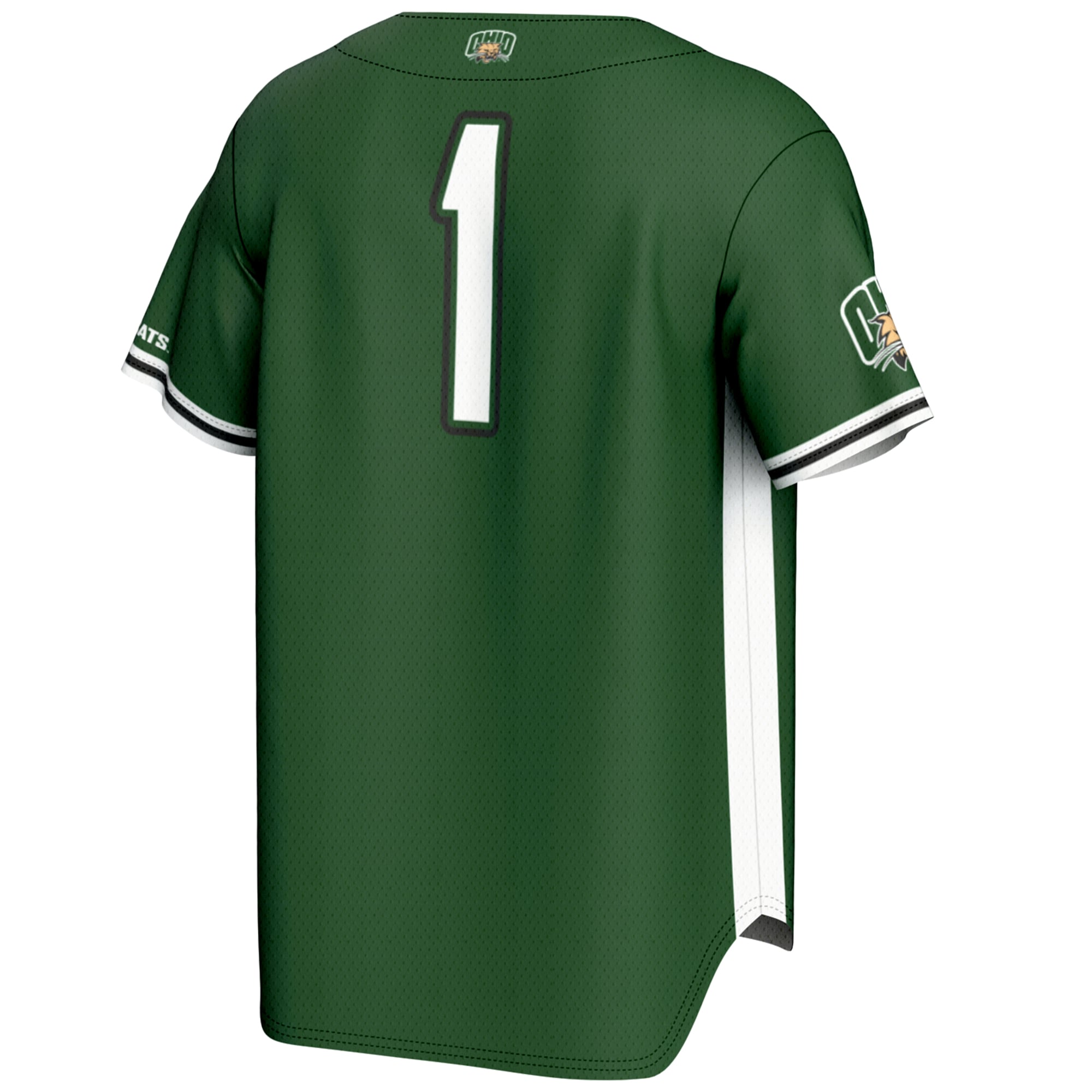 #1 Ohio Bobcats Youth Lightweight Baseball Jersey Green - back view