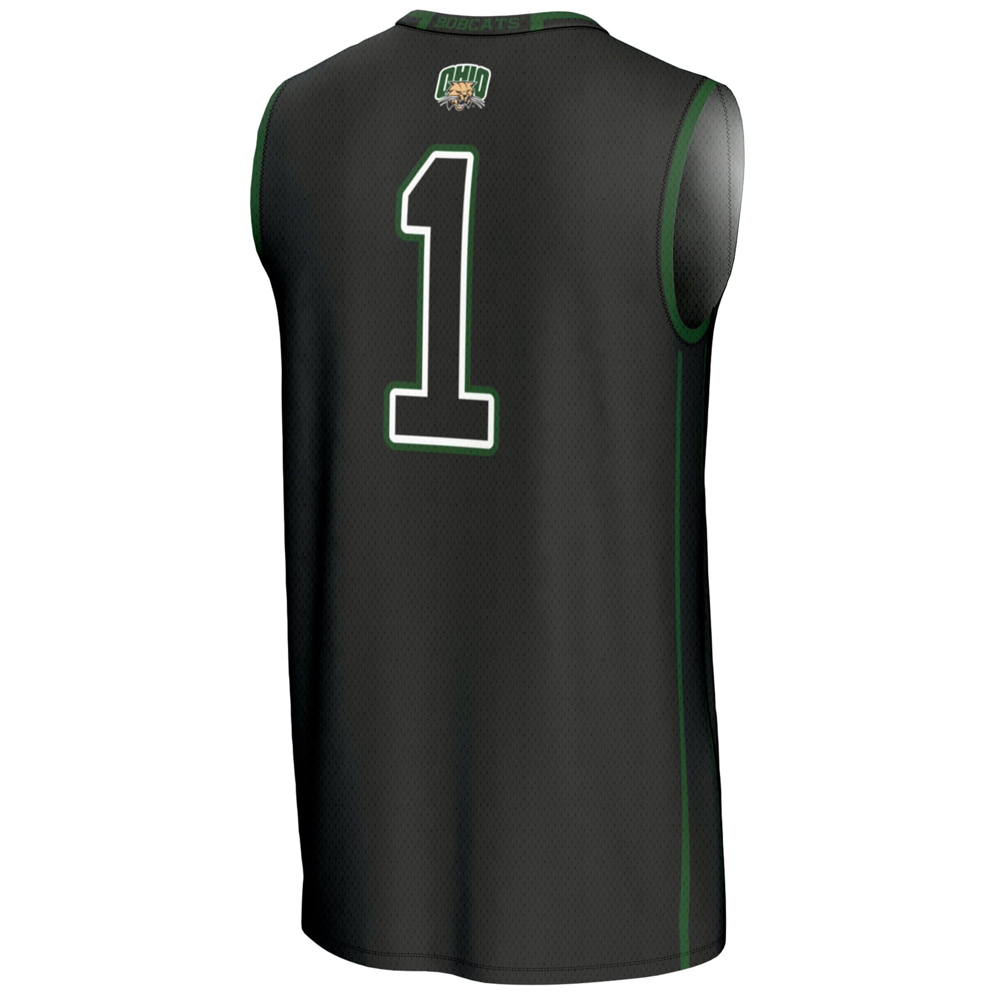 #1 Ohio Bobcats Youth Lightweight Basketball Jersey Black - back view