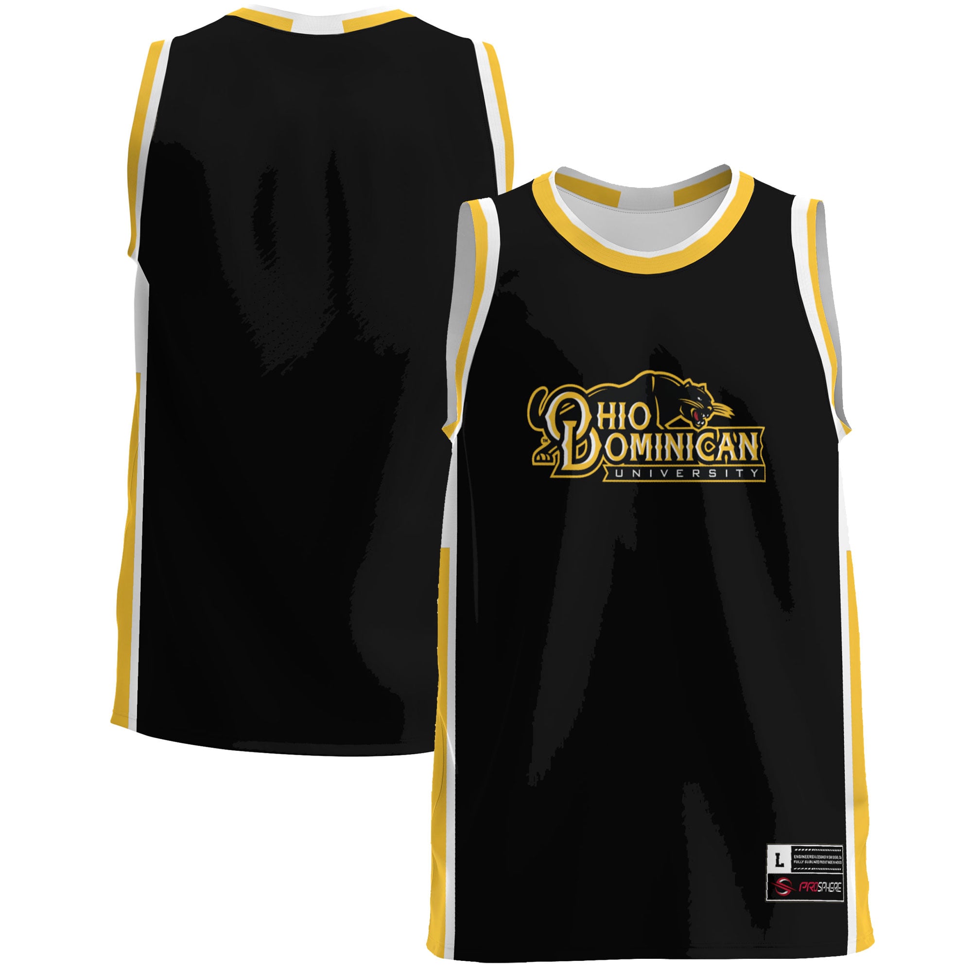 Ohio Dominican Panthers Lightweight Basketball Jersey Gold - front and back view