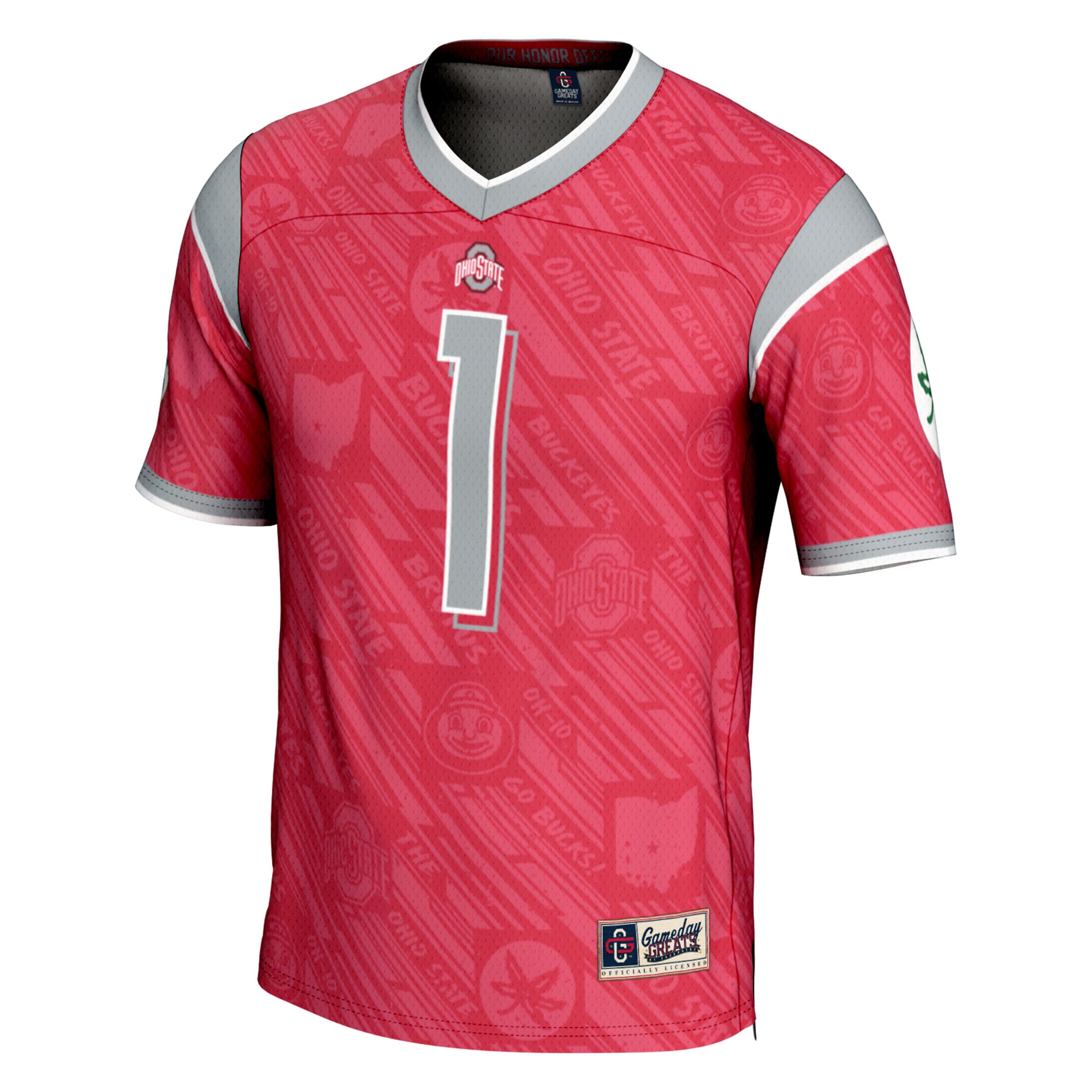 Ohio State Buckeyes #1 Scarlet Highlight Print Football Fashion Jersey - front view