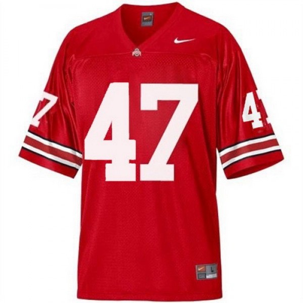 Ohio State Buckeyes #47 A.J. Hawk Men Stitch Jersey Red - front and back view