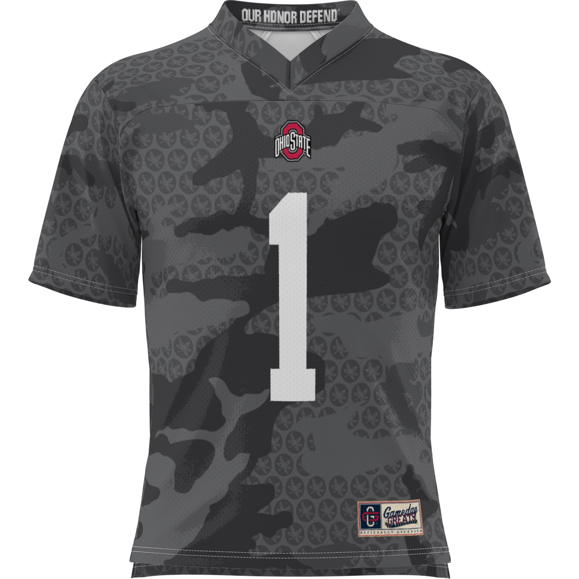 #1 Ohio State Buckeyes Camo Football Jersey Black - front view