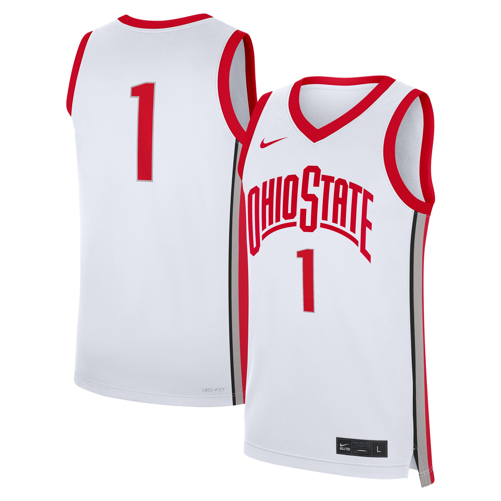 #1 Ohio State Buckeyes Home Jersey White - front and back view