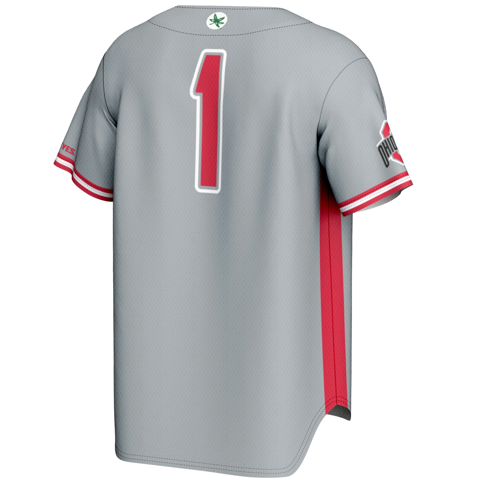 #1 Ohio State Buckeyes Lightweight Baseball Jersey Gray - back view