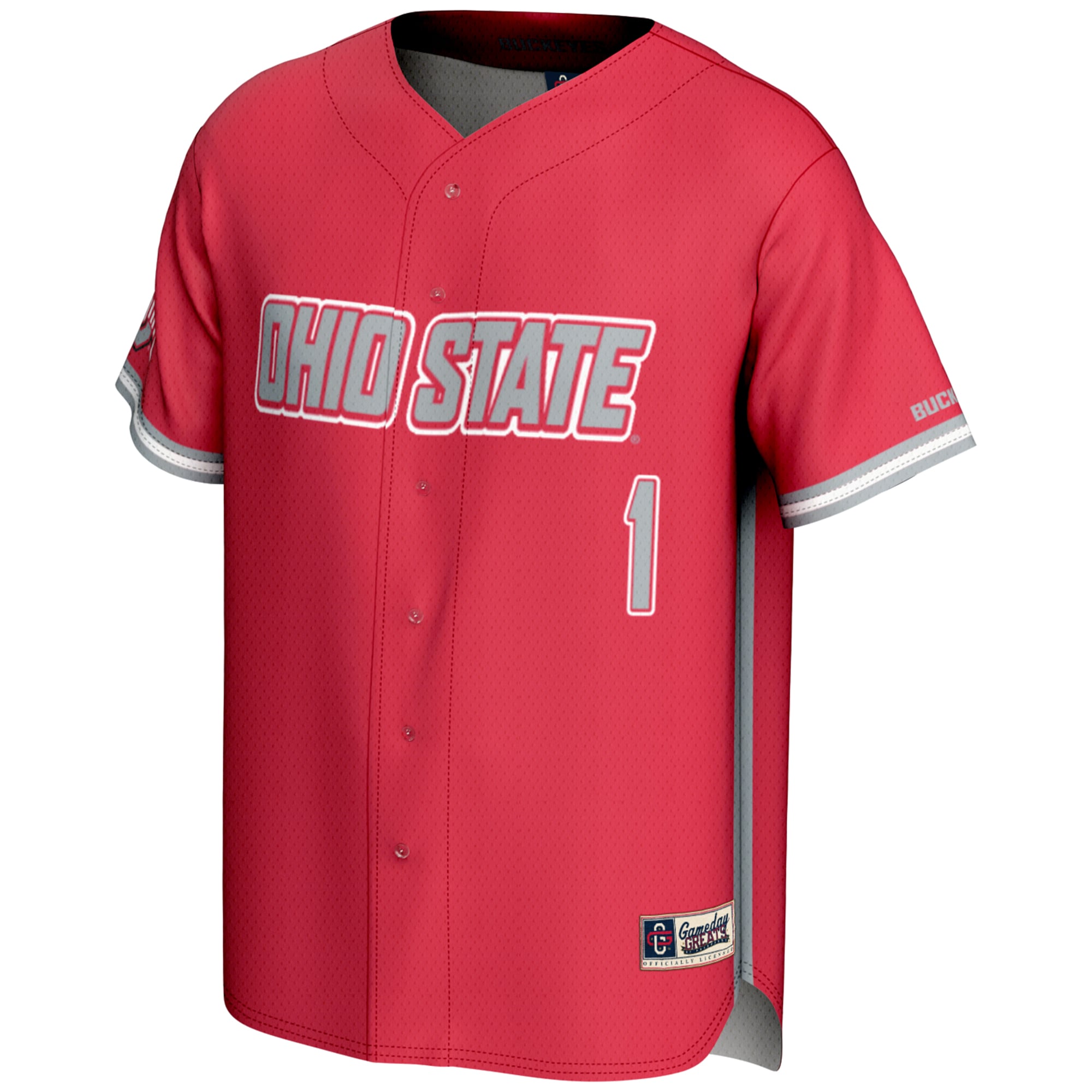 #1 Ohio State Buckeyes Lightweight Baseball Jersey Scarlet - front view