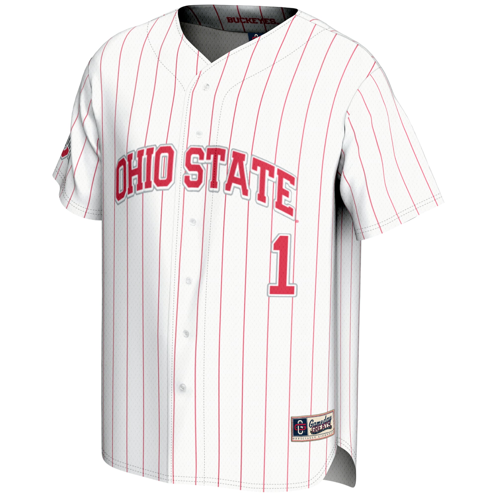 #1 Ohio State Buckeyes Lightweight Baseball Jersey White - front view
