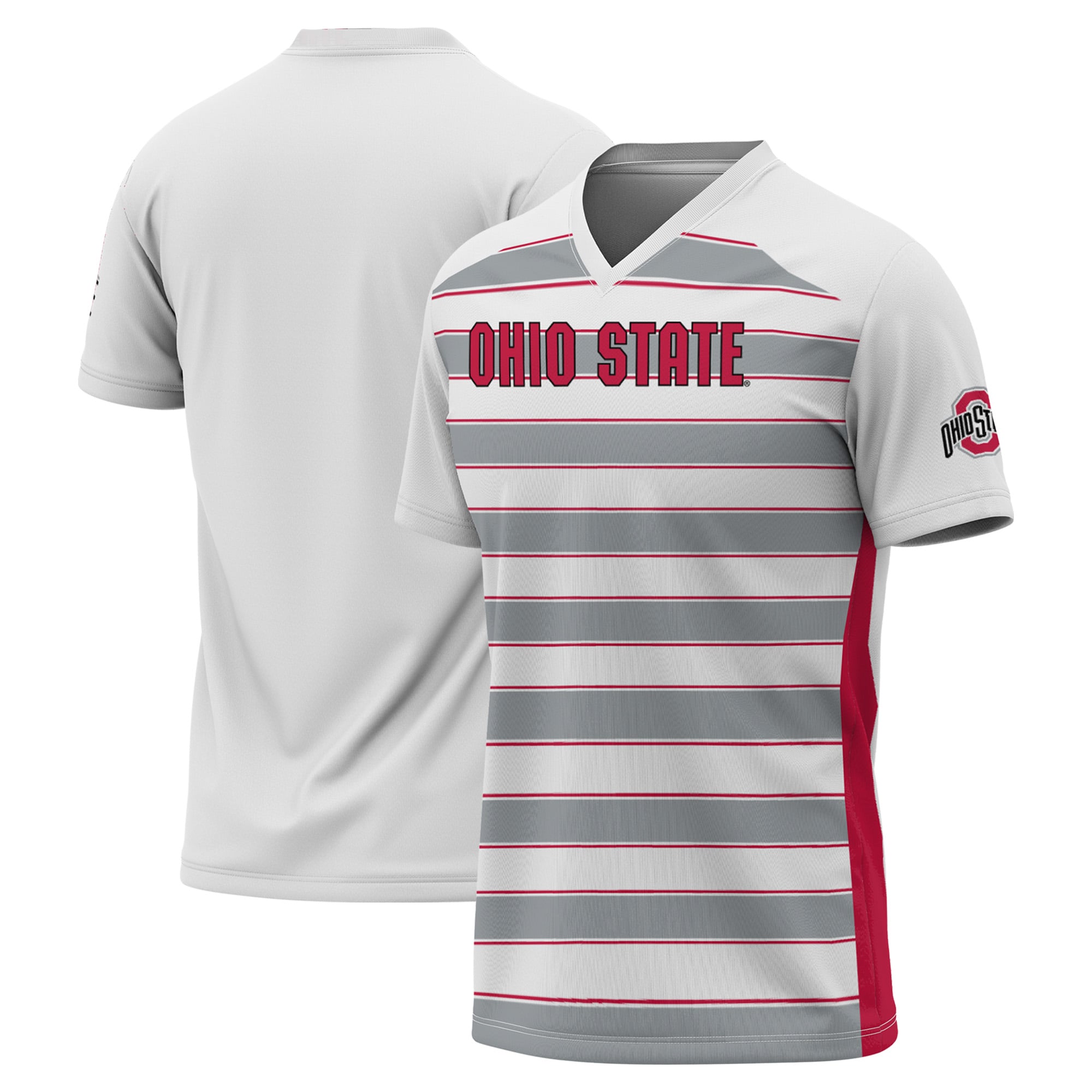 #1 Ohio State Buckeyes Lightweight Soccer Fashion Jersey White - front and back view