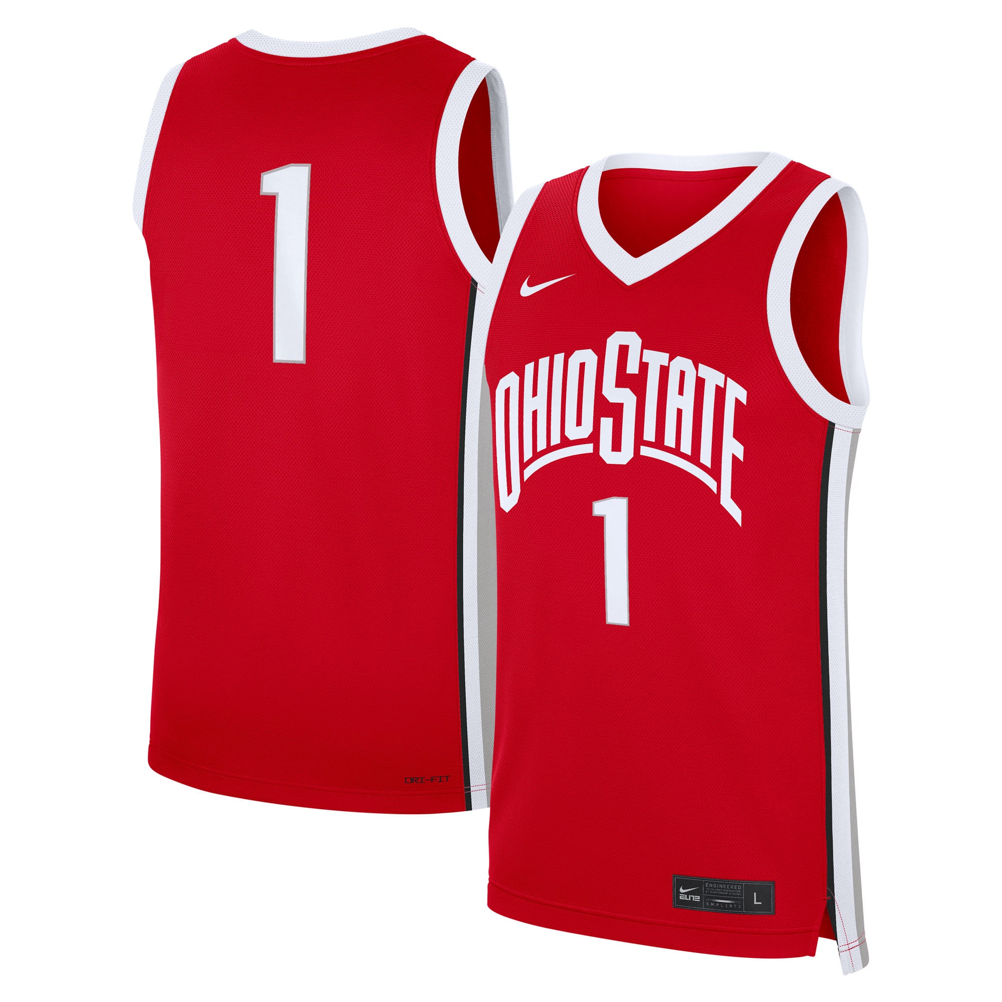 #1 Ohio State Buckeyes Road Jersey Scarlet - front and back view