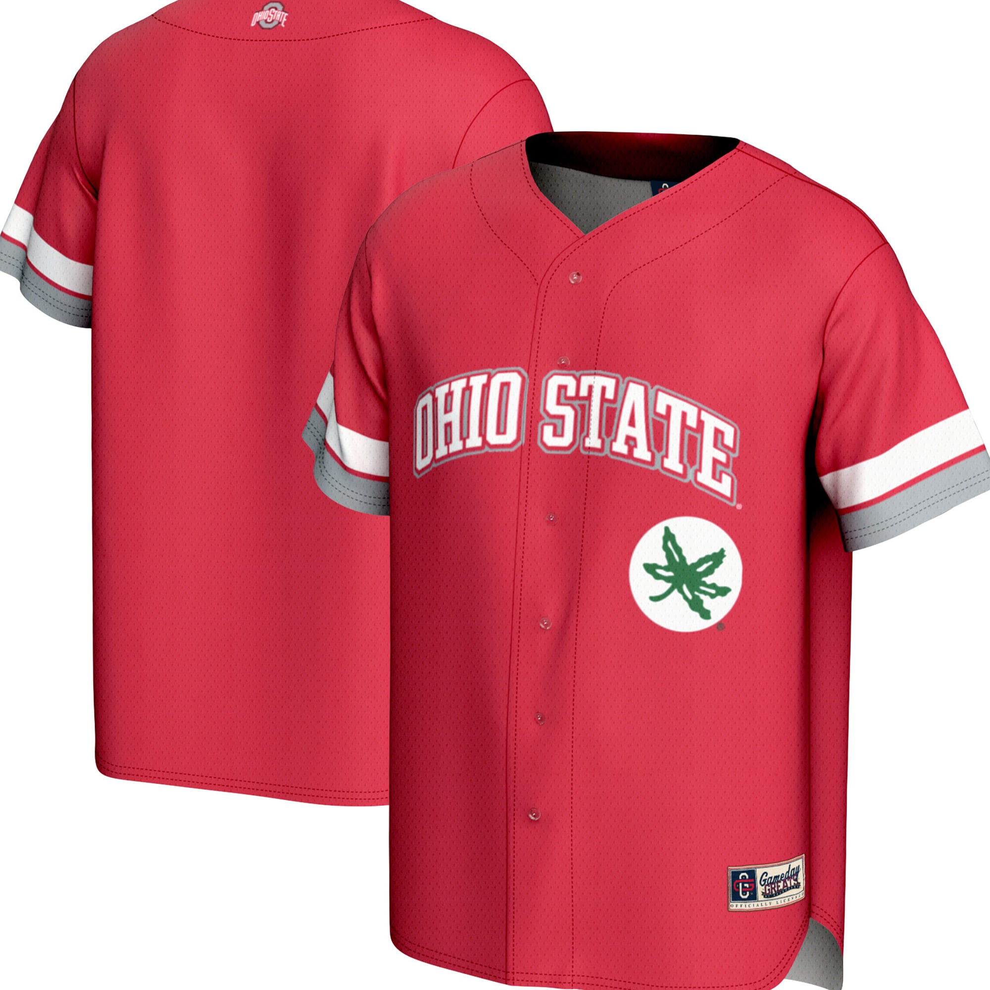 Ohio State Buckeyes Spirit Baseball Jersey Scarlet - front and back view