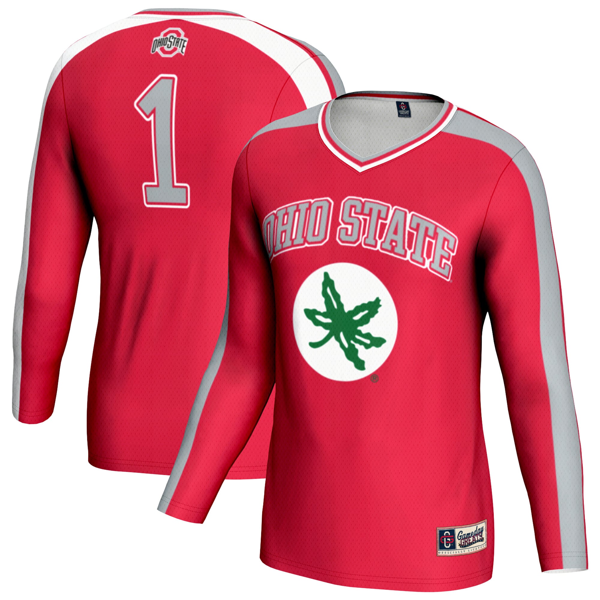 Ohio State Buckeyes Youth #1 Lightweight Volleyball Fashion Jersey Scarlet - front and back view