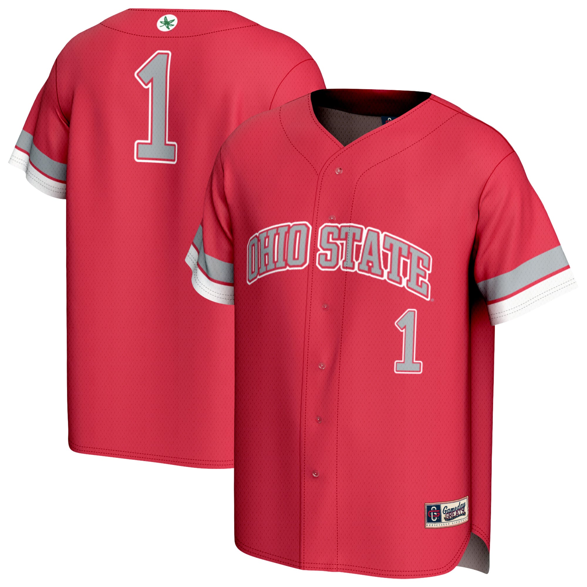 #1 Ohio State Buckeyes Unisex Lightweight Collegiate Baseball Fashion Jersey - front and back view