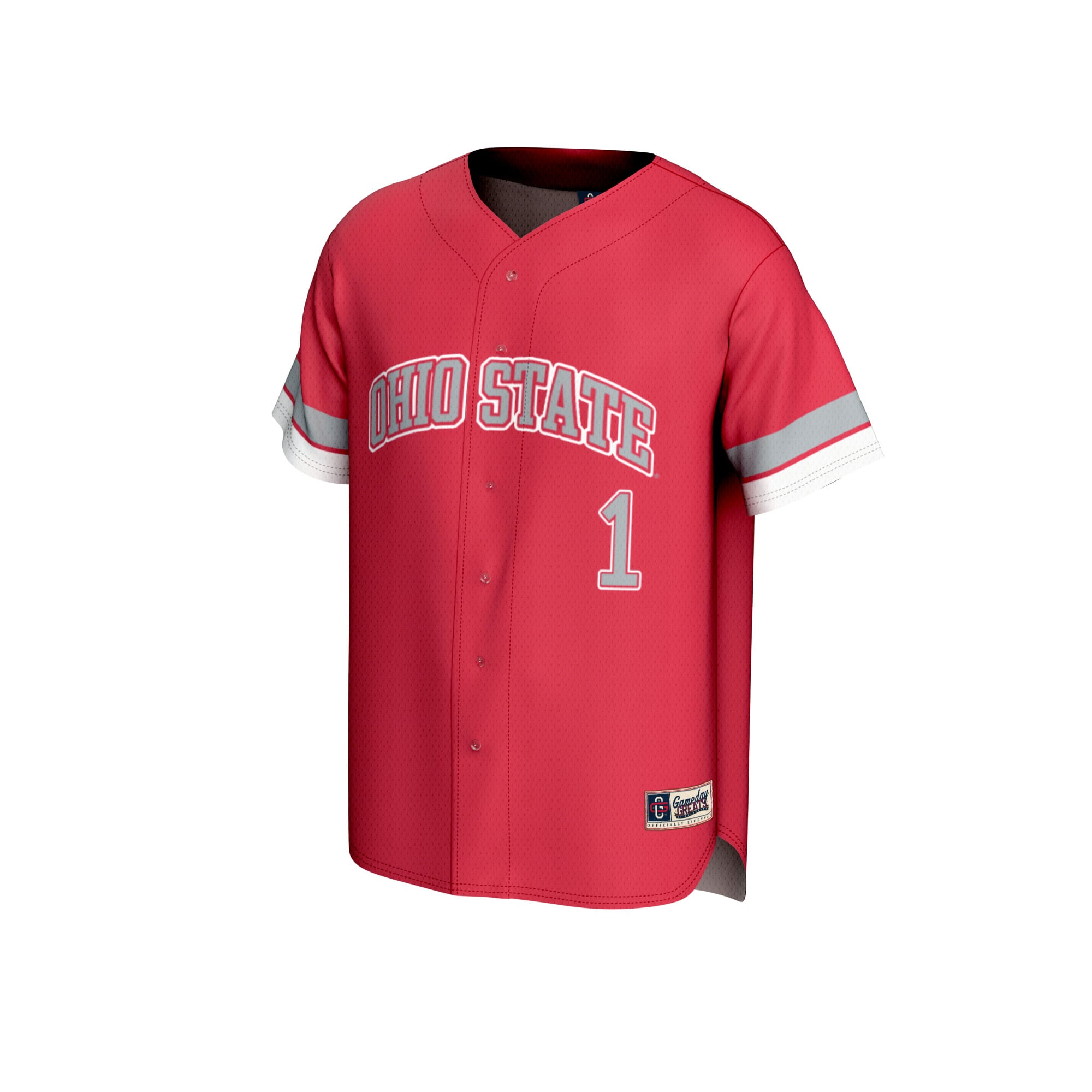 #1 Ohio State Buckeyes Unisex Lightweight Collegiate Baseball Fashion Jersey Scarlet - front view