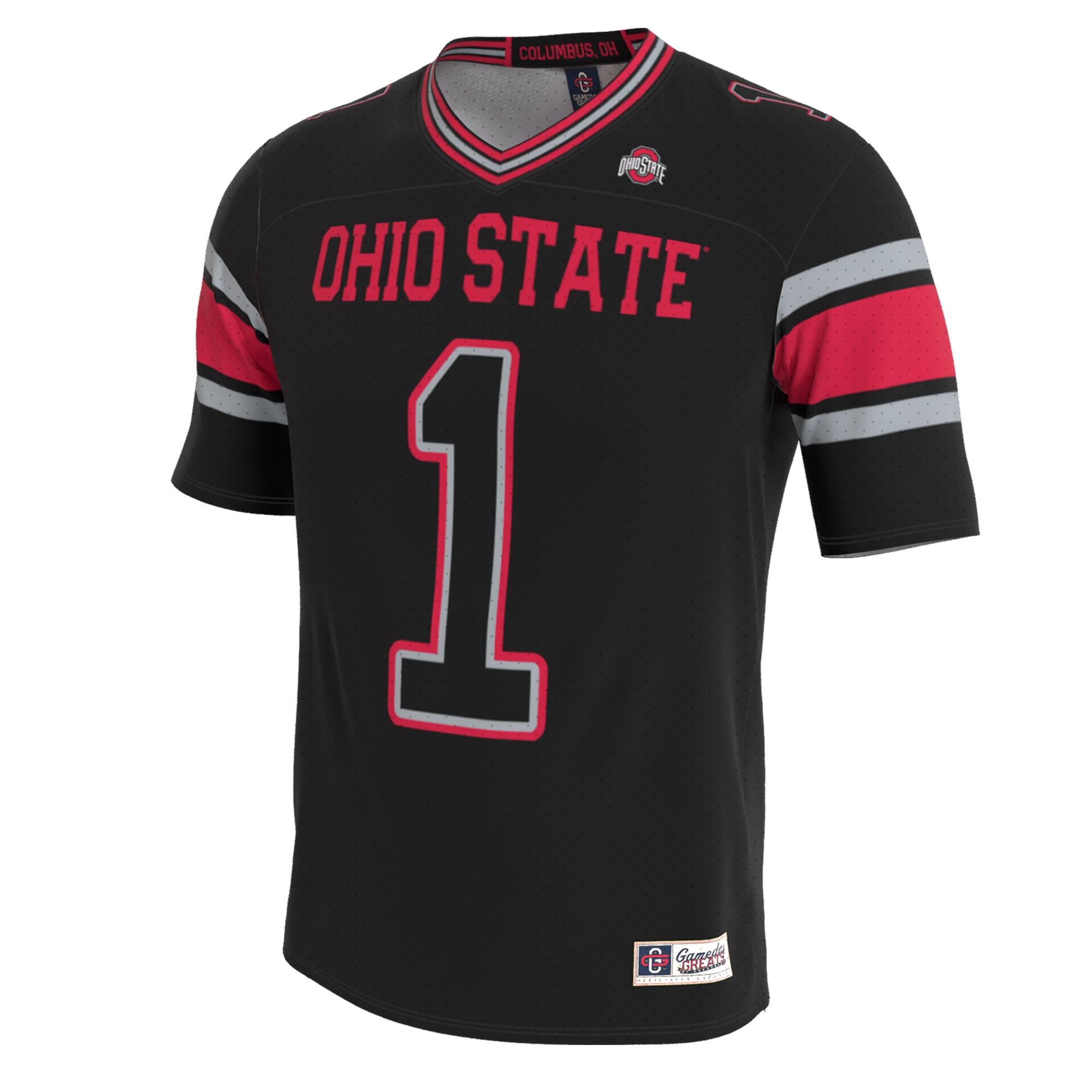 Ohio State Buckeyes Youth Lightweight Collegiate Football Blackout Fashion Jersey - front view