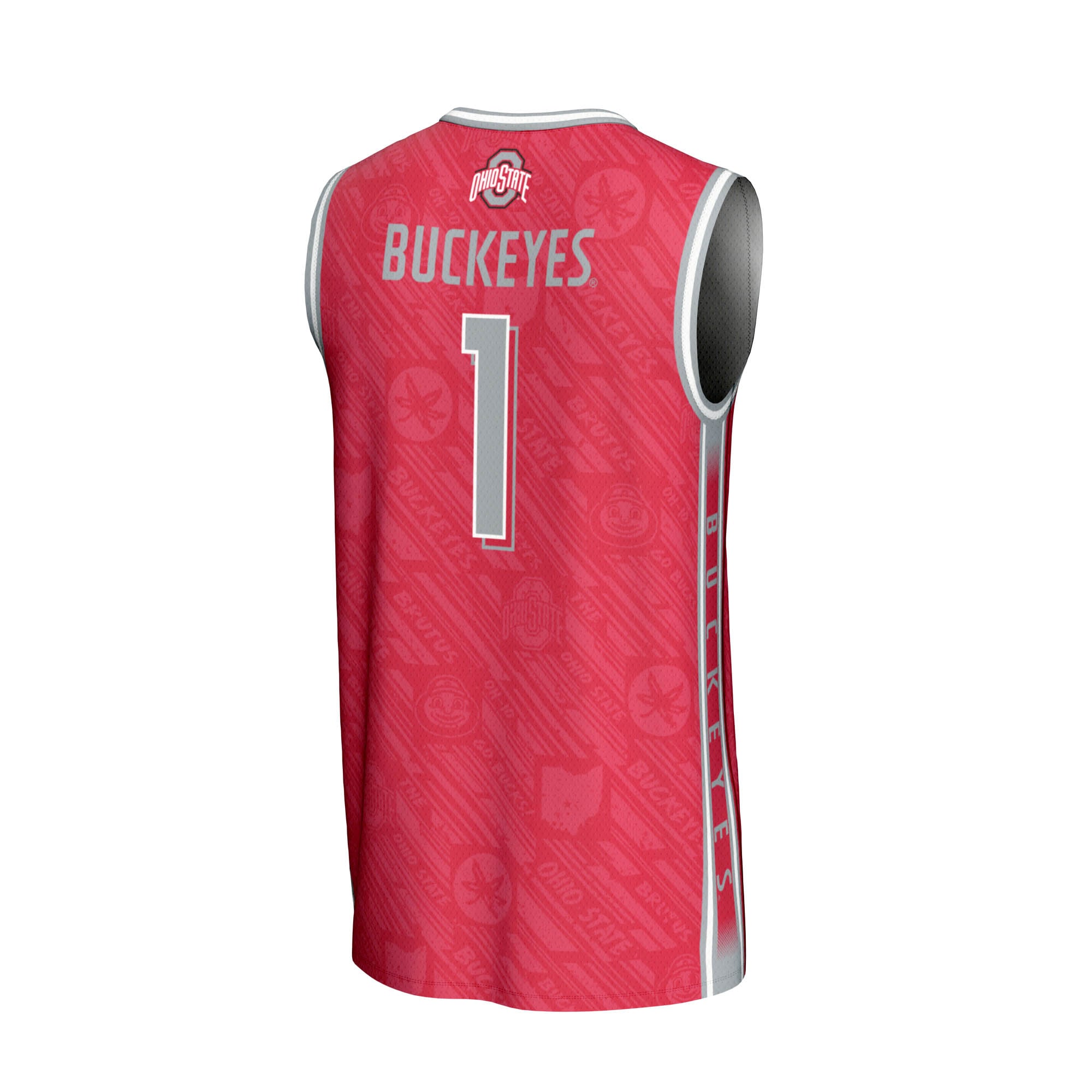 #1 Ohio State Buckeyes Unisex Lightweight Highlight Print Basketball Jersey Scarlet - back view