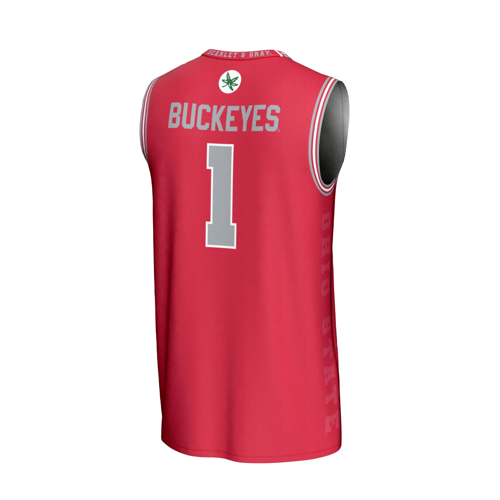 #1 Ohio State Buckeyes Unisex Lightweight Icon Print Basketball Jersey Scarlet - back view