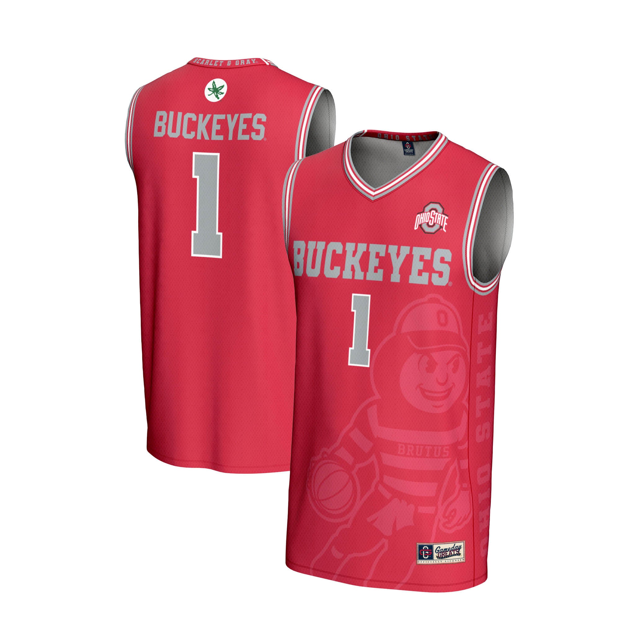 #1 Ohio State Buckeyes Unisex Lightweight Icon Print Basketball Jersey - front and back view