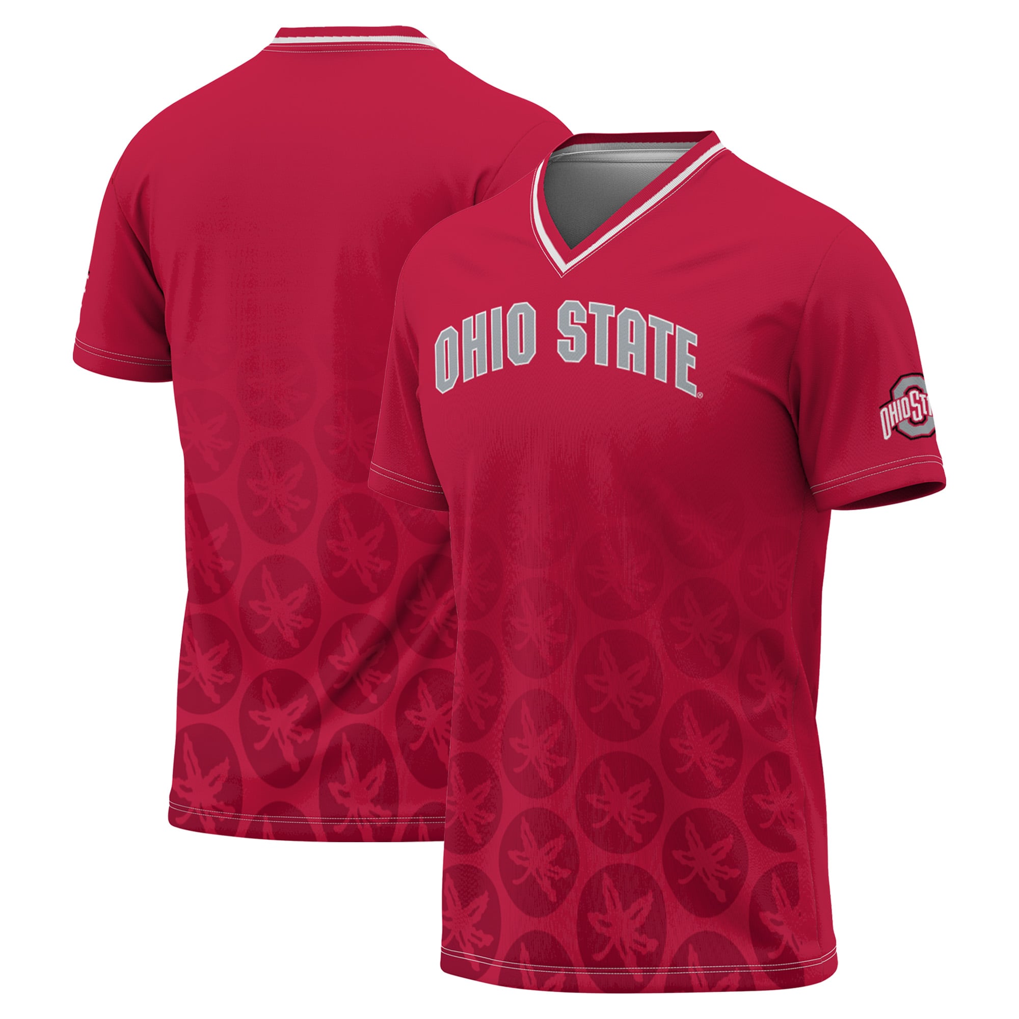 Ohio State Buckeyes Unisex Lightweight Soccer Fashion Jersey Scarlet - front and back view