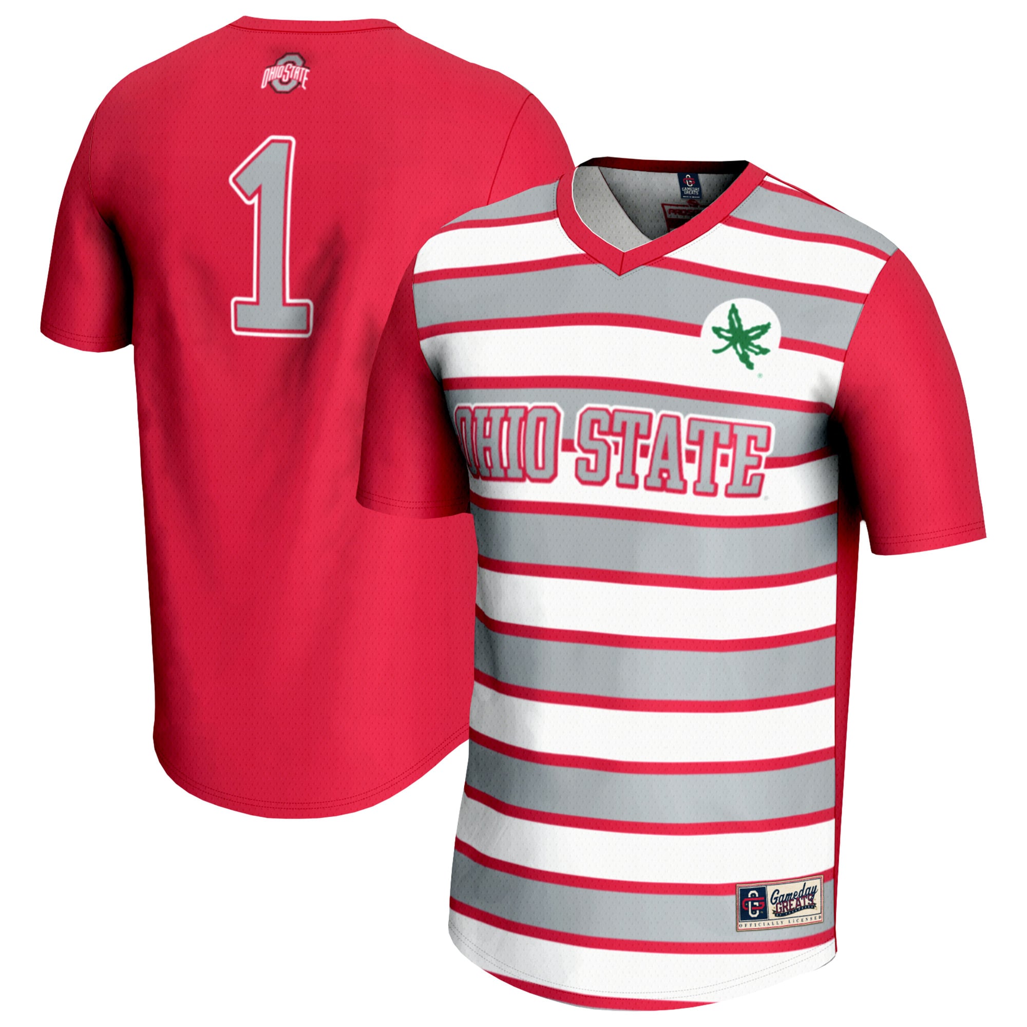 #1 Ohio State Buckeyes Unisex Lightweight Soccer Fashion Jersey Scarlet - front and back view