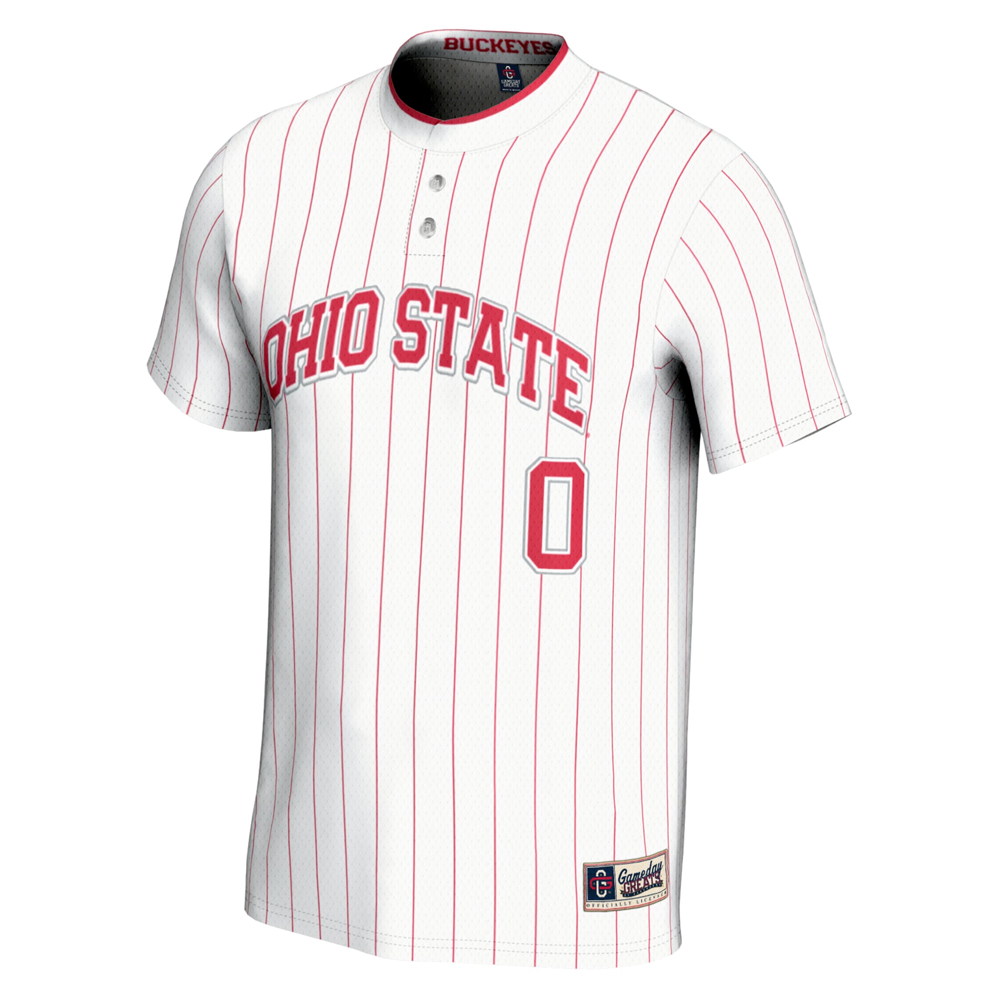 #0 Ohio State Buckeyes Unisex Lightweight Softball Jersey White - front view