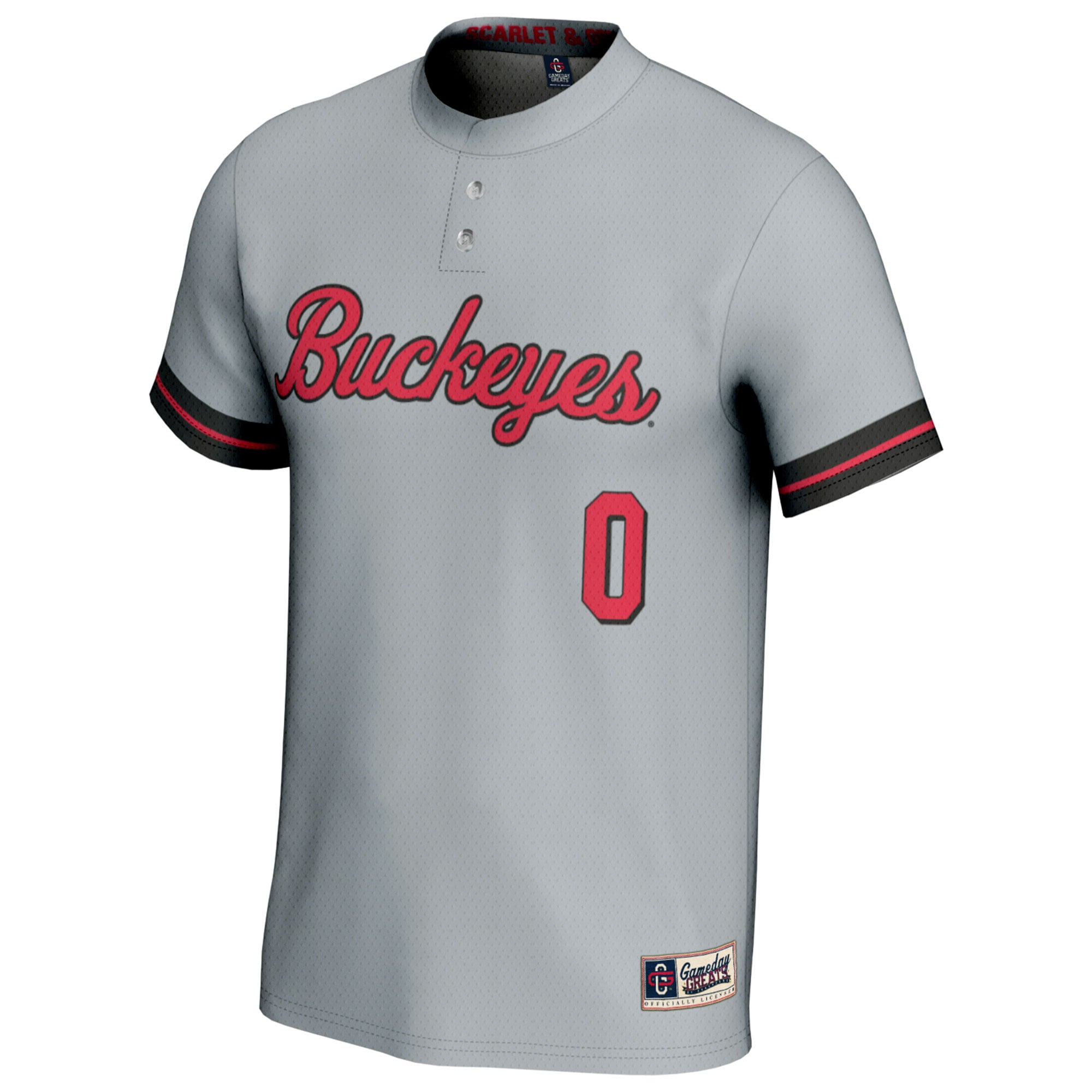 #0 Ohio State Buckeyes Unisex Softball Lightweight Fashion Jersey Gray - front view