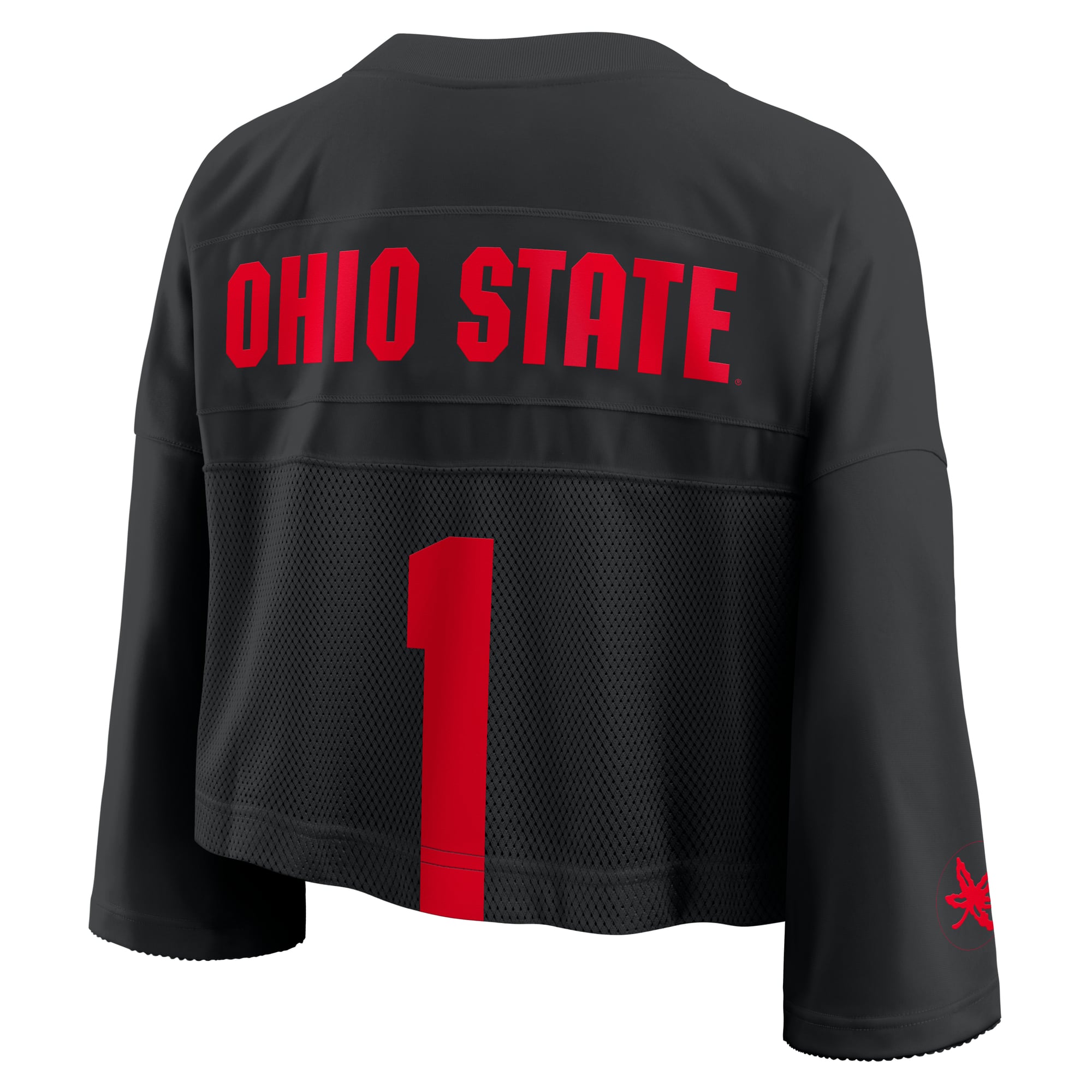 Ohio State Buckeyes Women's Cropped Mesh Fashion Jersey Black - back view