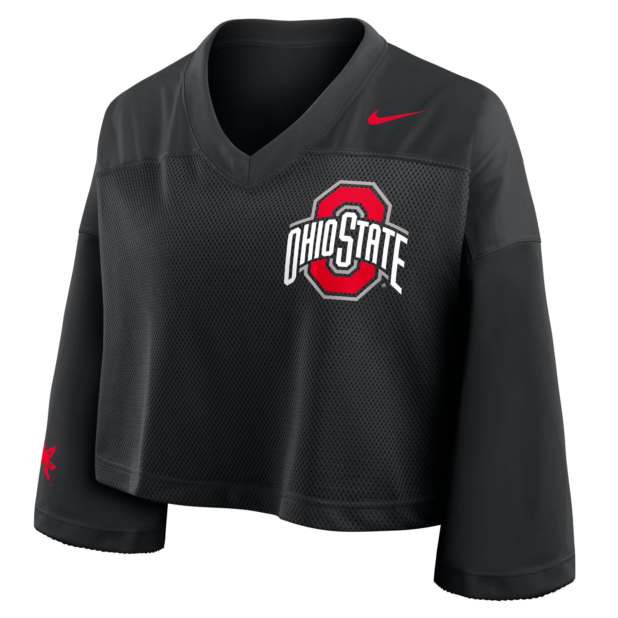 Ohio State Buckeyes Women's Cropped Mesh Fashion Jersey Black - front view