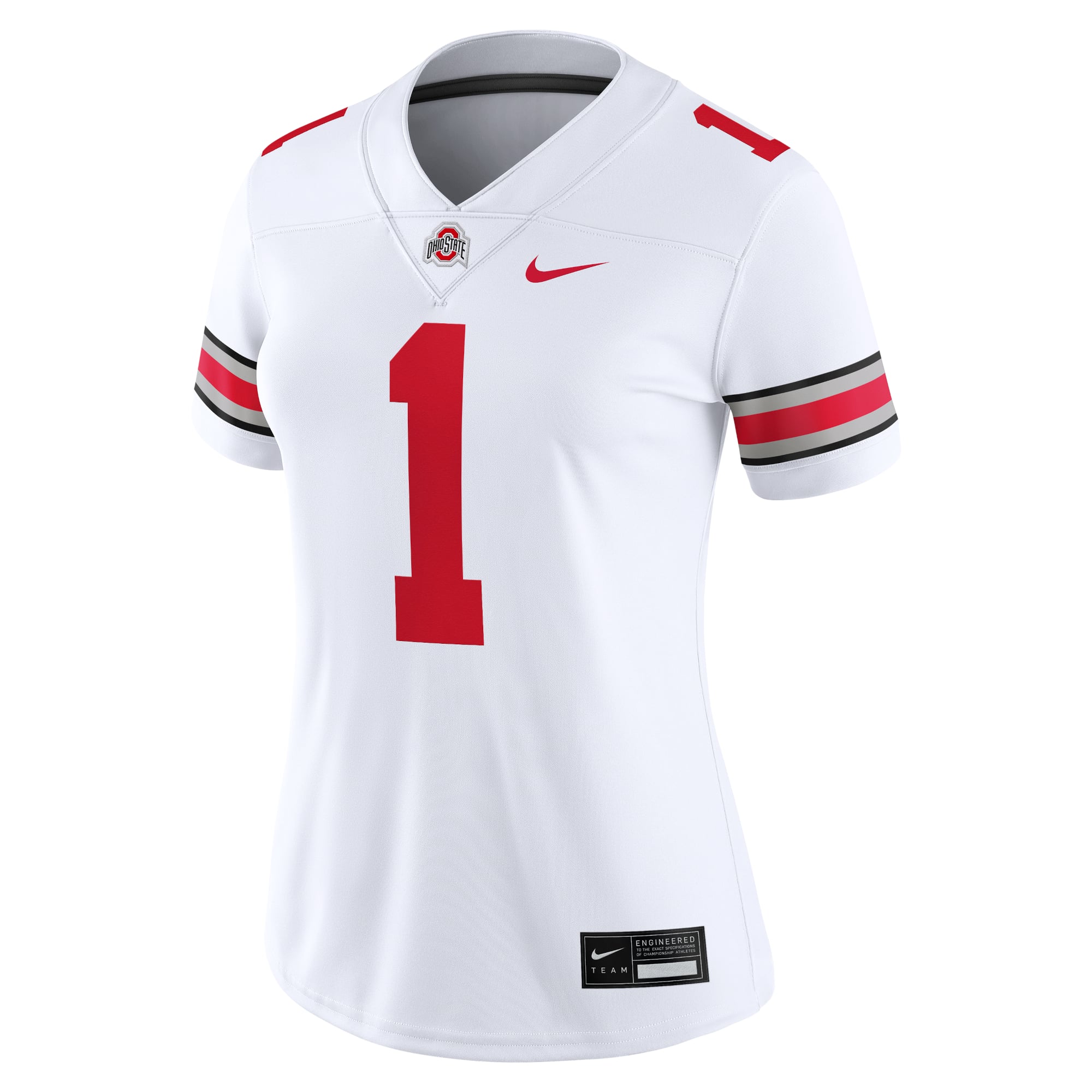 #1 Ohio State Buckeyes Women's Jersey White - front view
