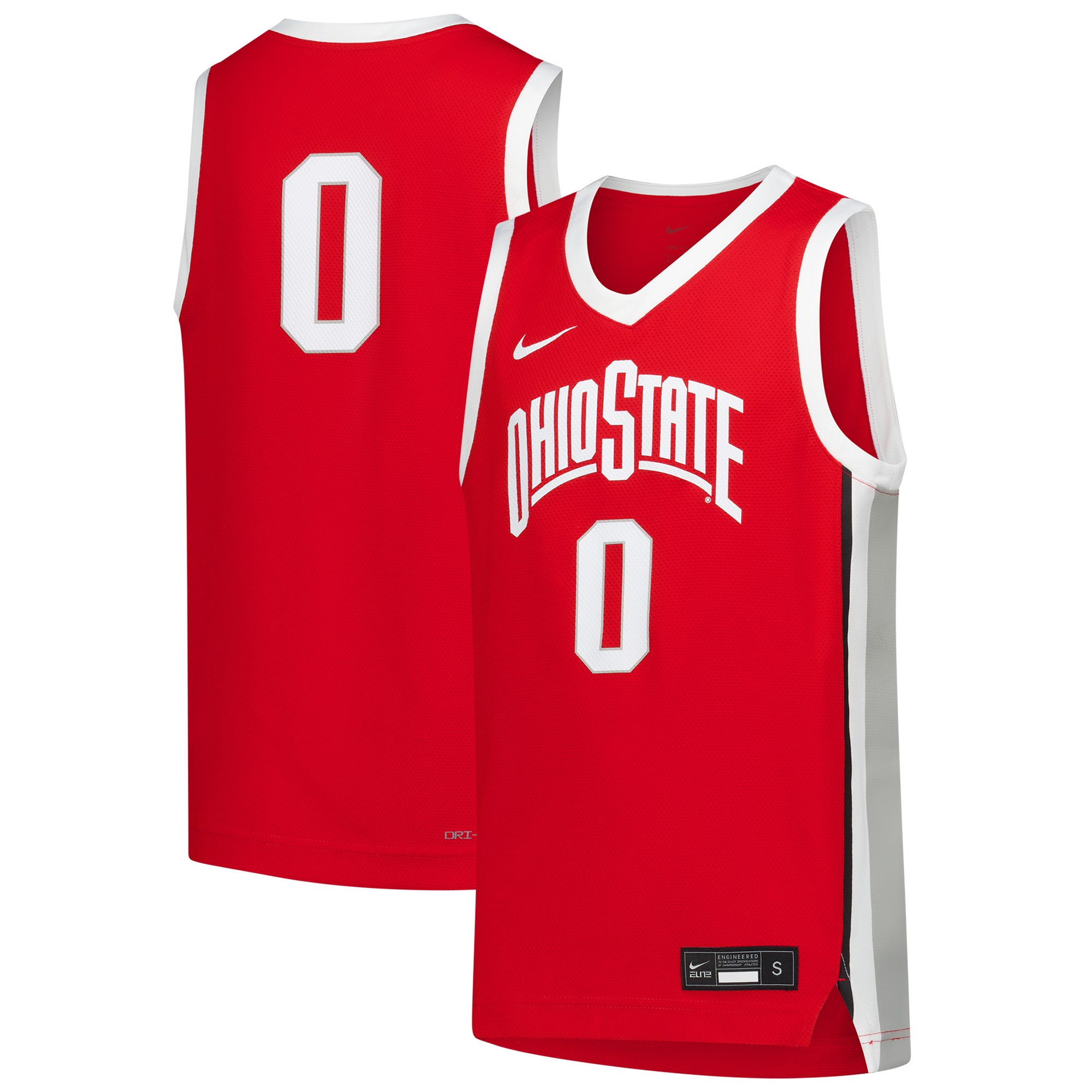 Ohio State Buckeyes Youth Basketball Jersey Scarlet - front and back view