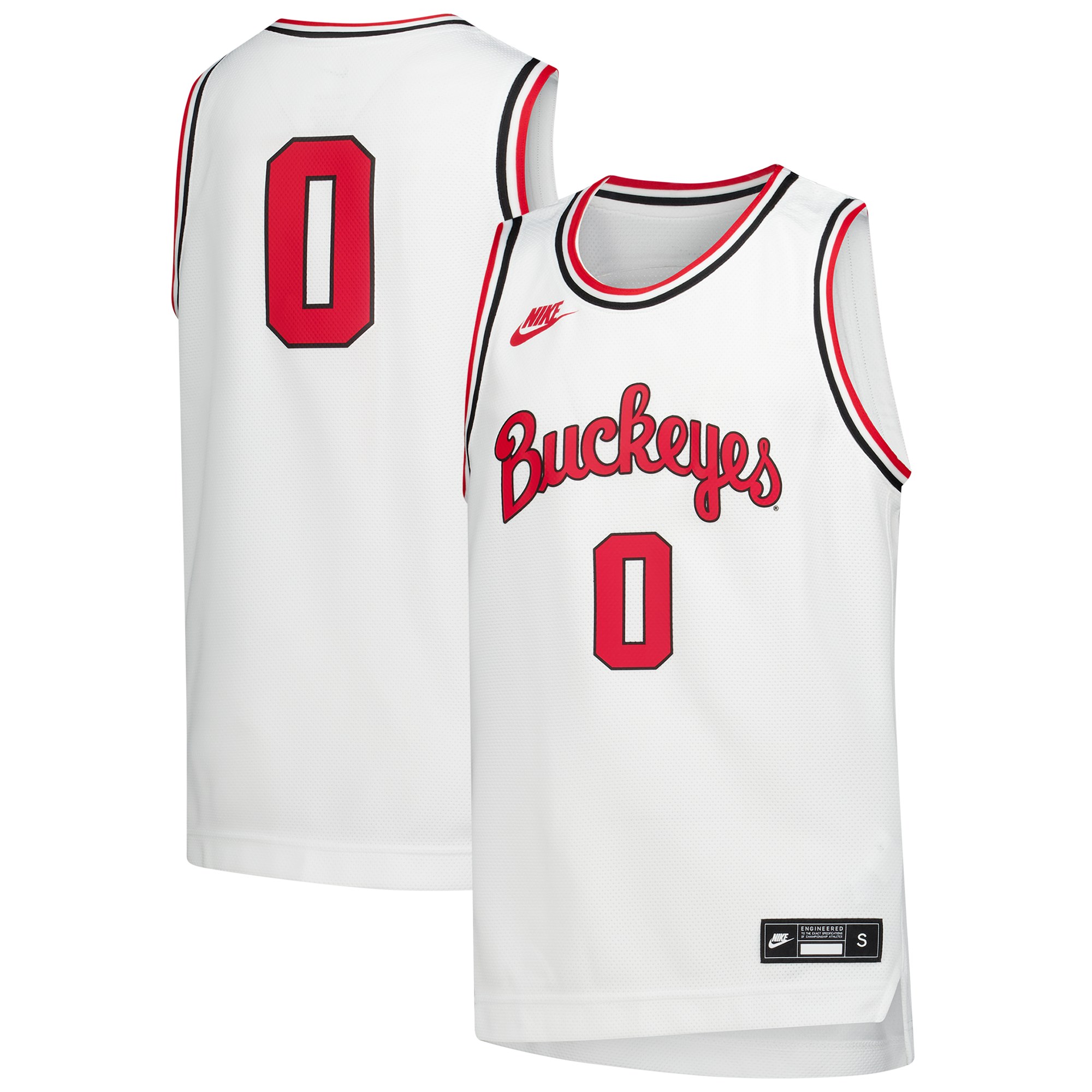 Ohio State Buckeyes Youth Basketball Jersey White - front and back view