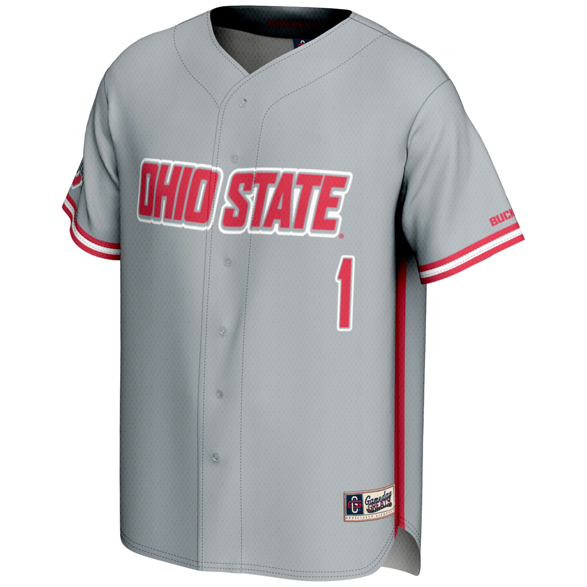#1 Ohio State Buckeyes Youth Lightweight Baseball Jersey Gray - front view
