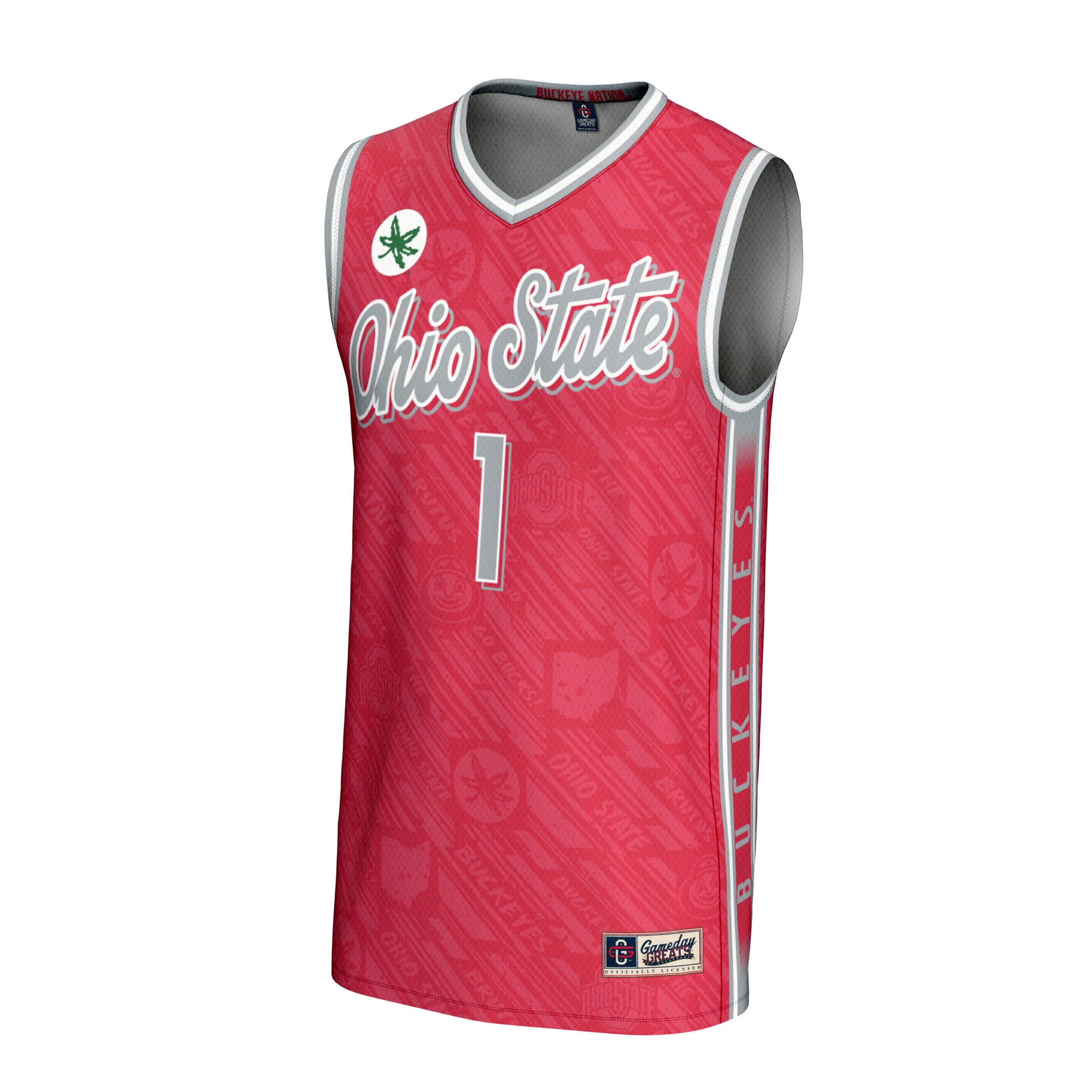 #1 Ohio State Buckeyes Youth Lightweight Highlight Print Basketball Jersey Scarlet - front view