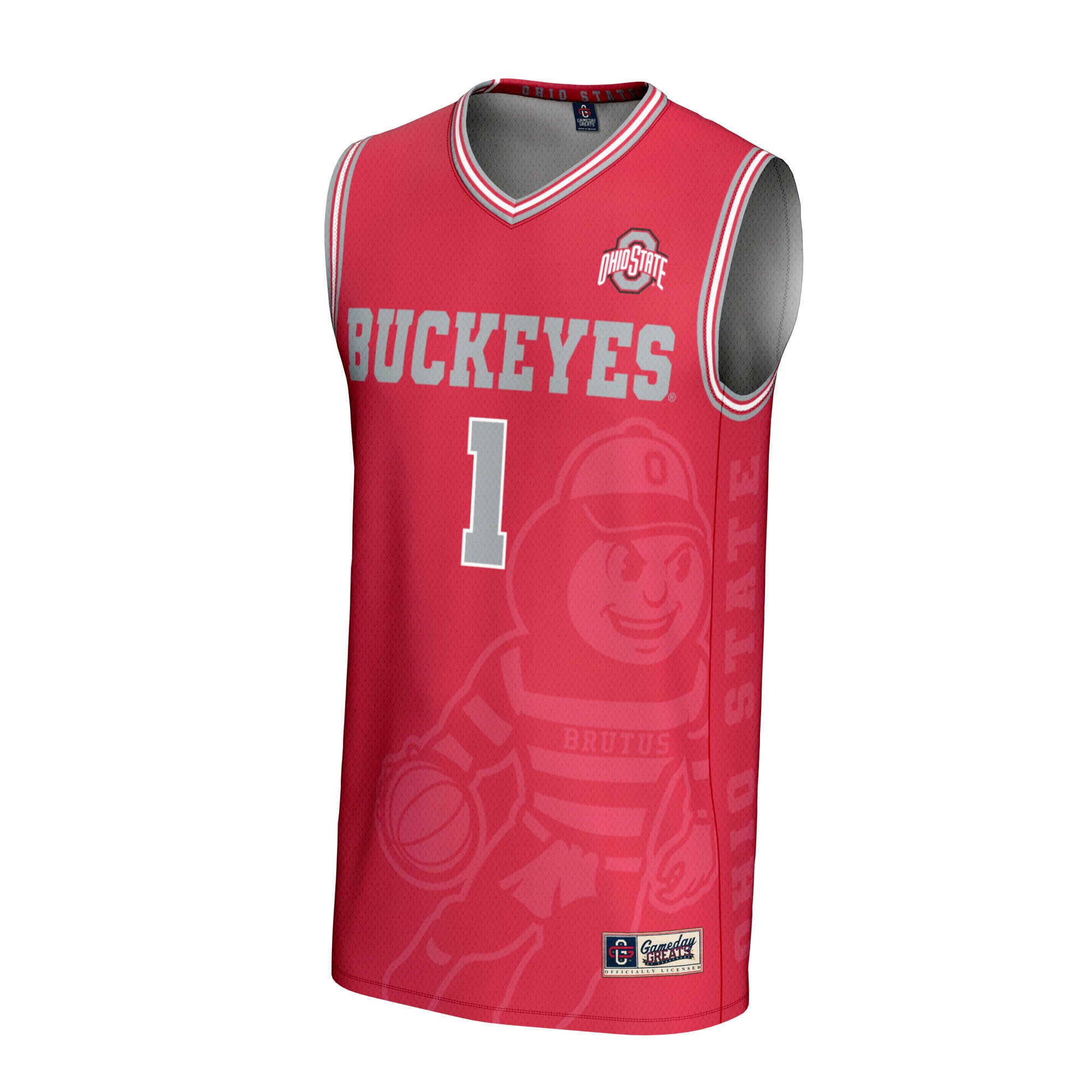 #1 Ohio State Buckeyes Youth Lightweight Icon Print Basketball Jersey Scarlet - front view