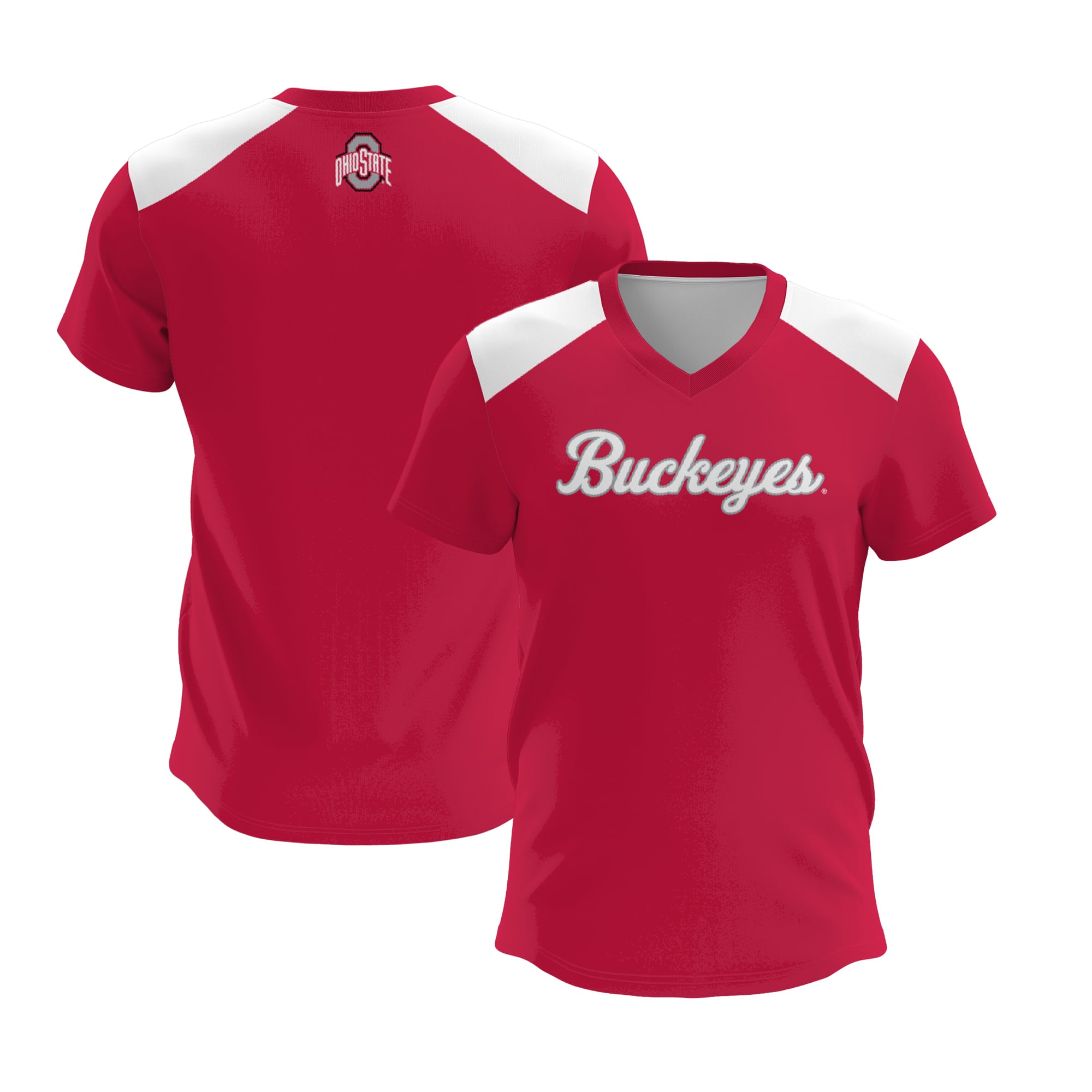 Ohio State Buckeyes Youth Lightweight Lacrosse Jersey Scarlet - front and back view