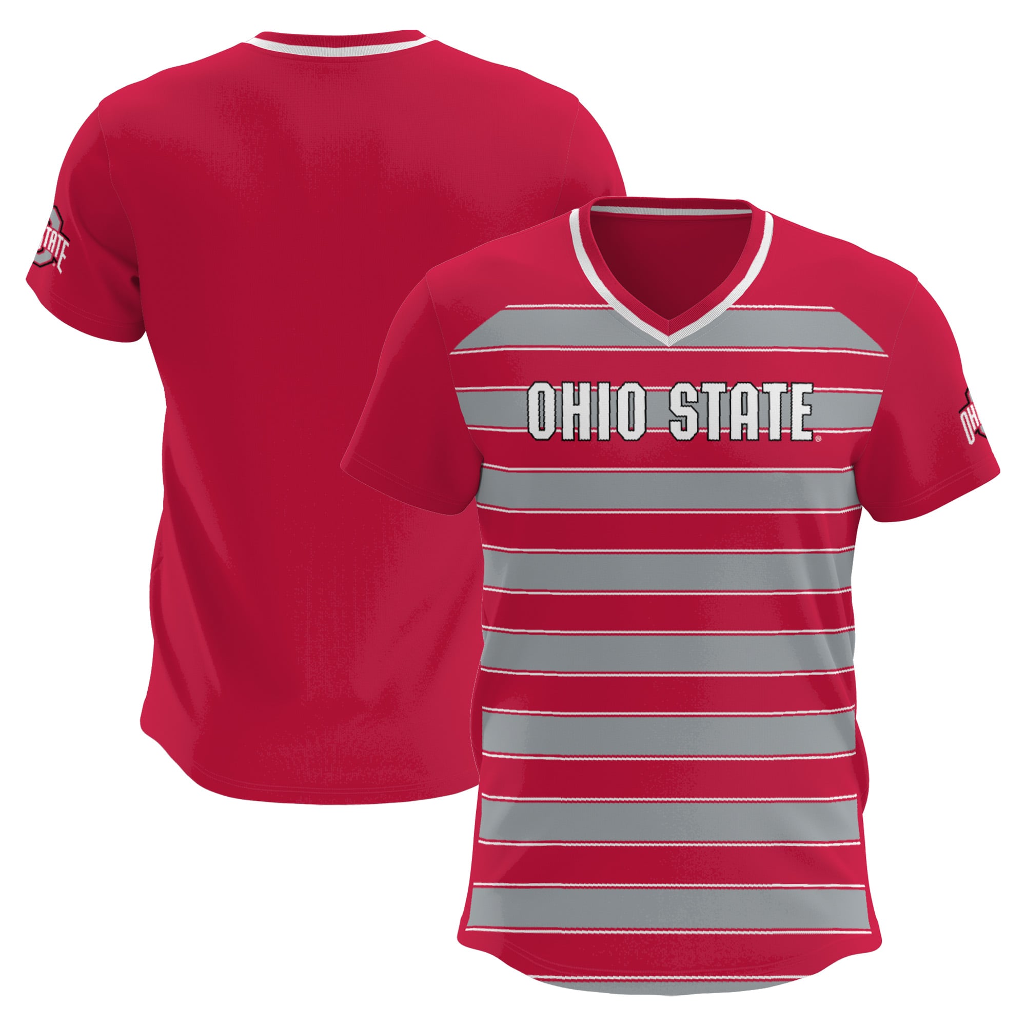 Ohio State Buckeyes Youth Lightweight Soccer Jersey Scarlet - front and back view