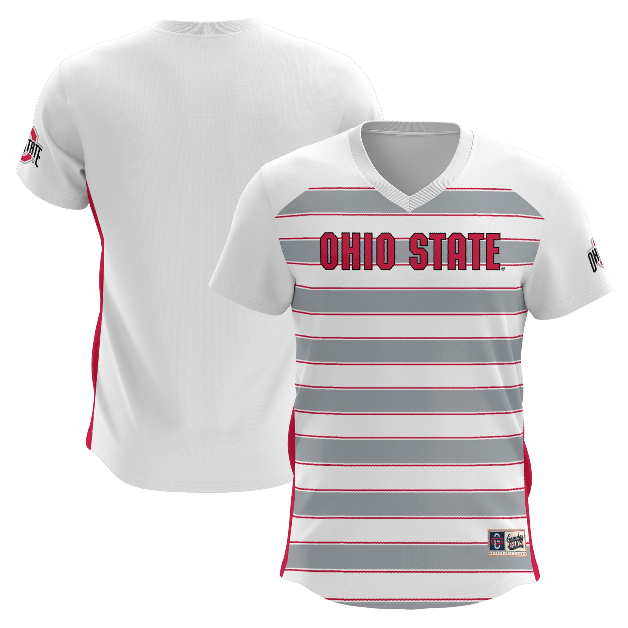 Ohio State Buckeyes Youth Lightweight Soccer Jersey White - front and back view