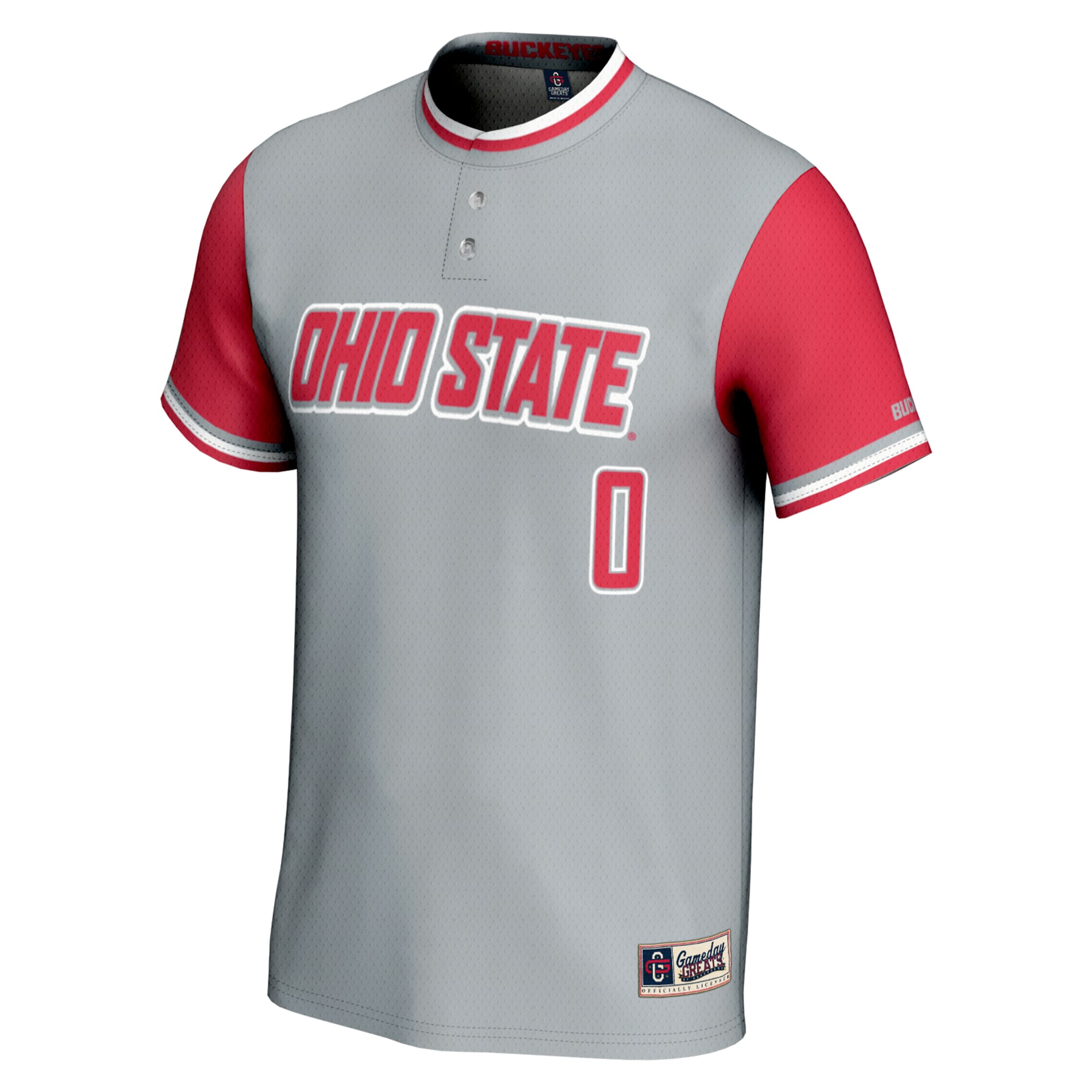 #0 Ohio State Buckeyes Youth Lightweight Softball Jersey Gray - front view